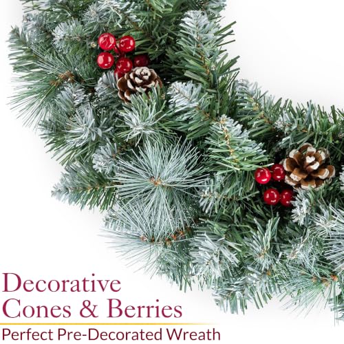 Christow Frosted Christmas Wreath with Pine Cones & Berries, 60cm — photo 5
