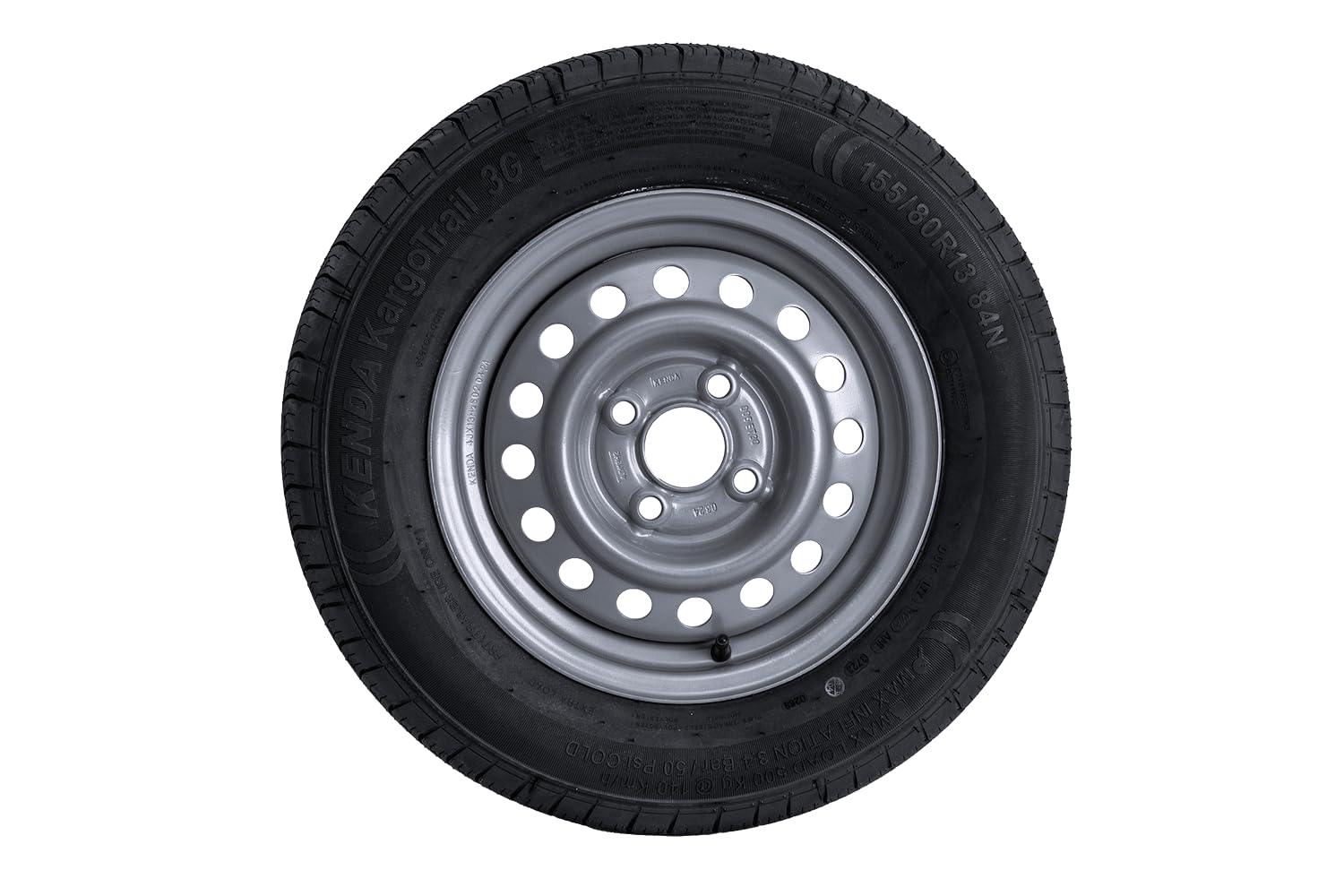 KENDA Ruota Completa per Rimorchio Leggero 155/80 R13 84N con Cerchio in Acciaio 4Jx13"H2 4x100 ET30, Portata 500 kg per Carrelli e Camper