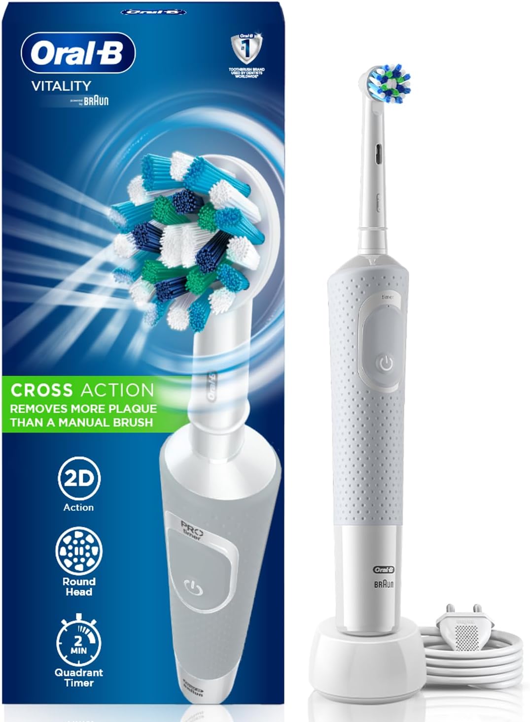 Oral-BVitality 100 Crossaction Rechargeable Electric Toothbrush White
