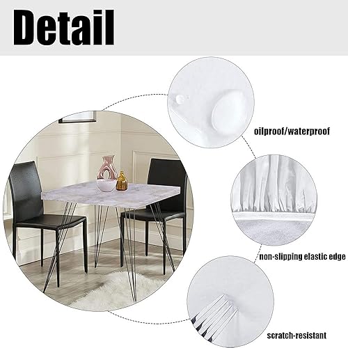 Miniatura 49 de Mantel cuadrado de mármol, patrón de granito natural con efectos de rastro de manchas nubladas, imagen de mármol, borde elástico, adecuado para Gris