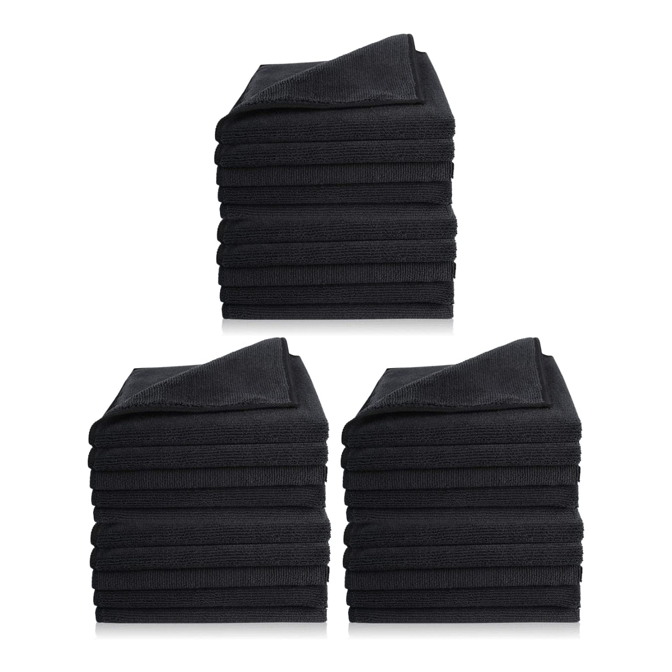 Premium Mikrofaser Putztuch | Extra saugstarke und schwere Qualität 300 g/m² | Hochwertiges Microfaser Reinigungstuch für Barista, Auto, Bad und Bille (40 x 40 cm | 30er Set, Schwarz)