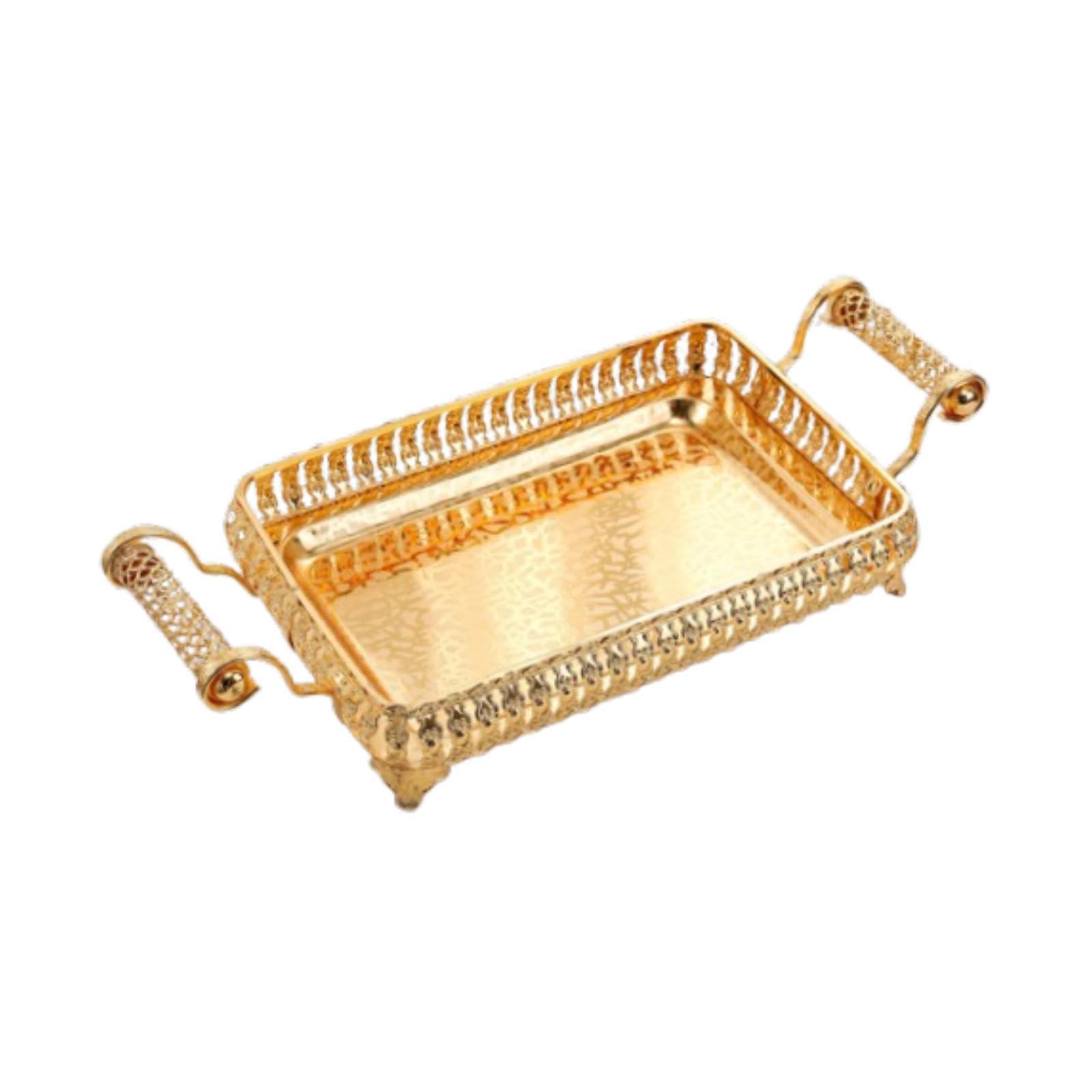 perfk Servire Porta a Vassoio da 45x20 cm Rettangolo di Trucco del organizzatore di Manici per Eventi di Nozze per Shower Anniversario, Oro