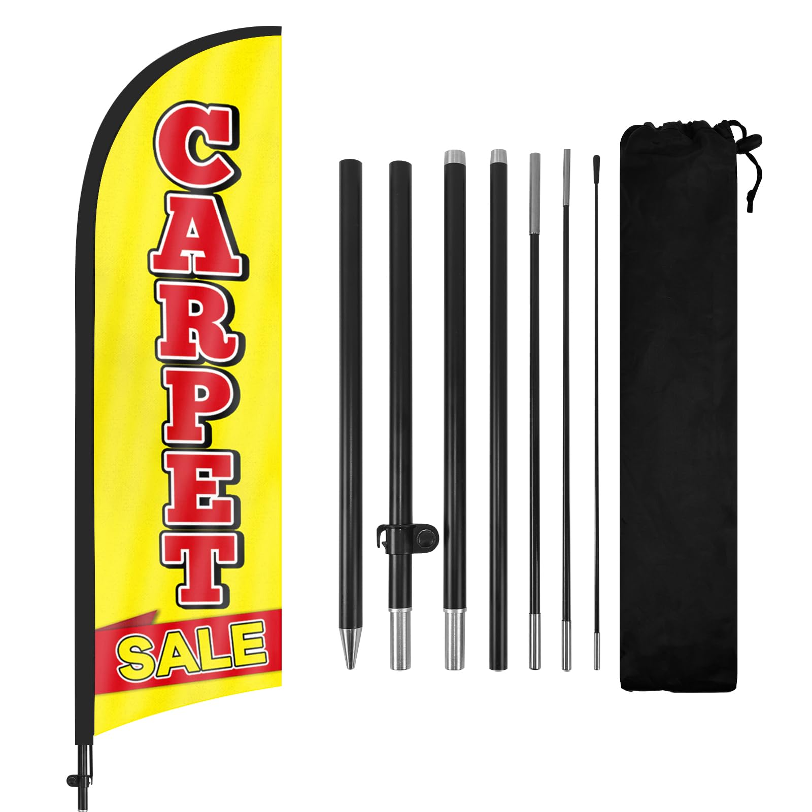 FSFLAG Carpet Sale Feather Flag with Flag Pole Kit and Ground Spike, Carpet Sale 8.2FT Windless Flag Banner Sign Business for Outdoor Advertising