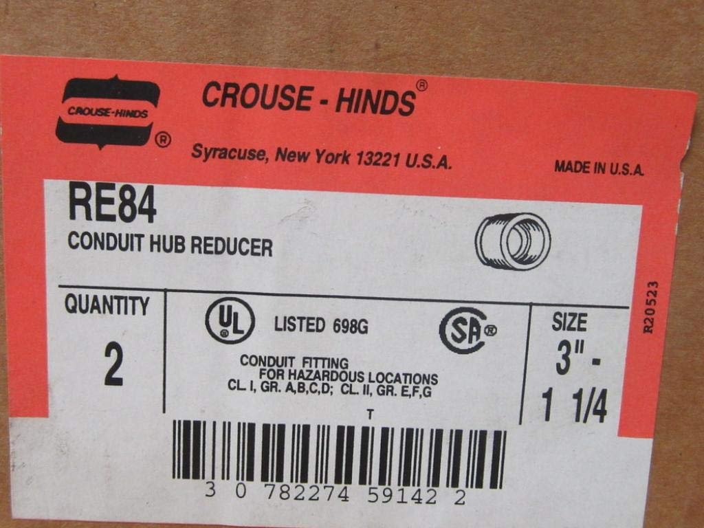 Crouse & Hinds RE84 Conduit Hub Reducer 3"x1-1/4" (Pack of 2)