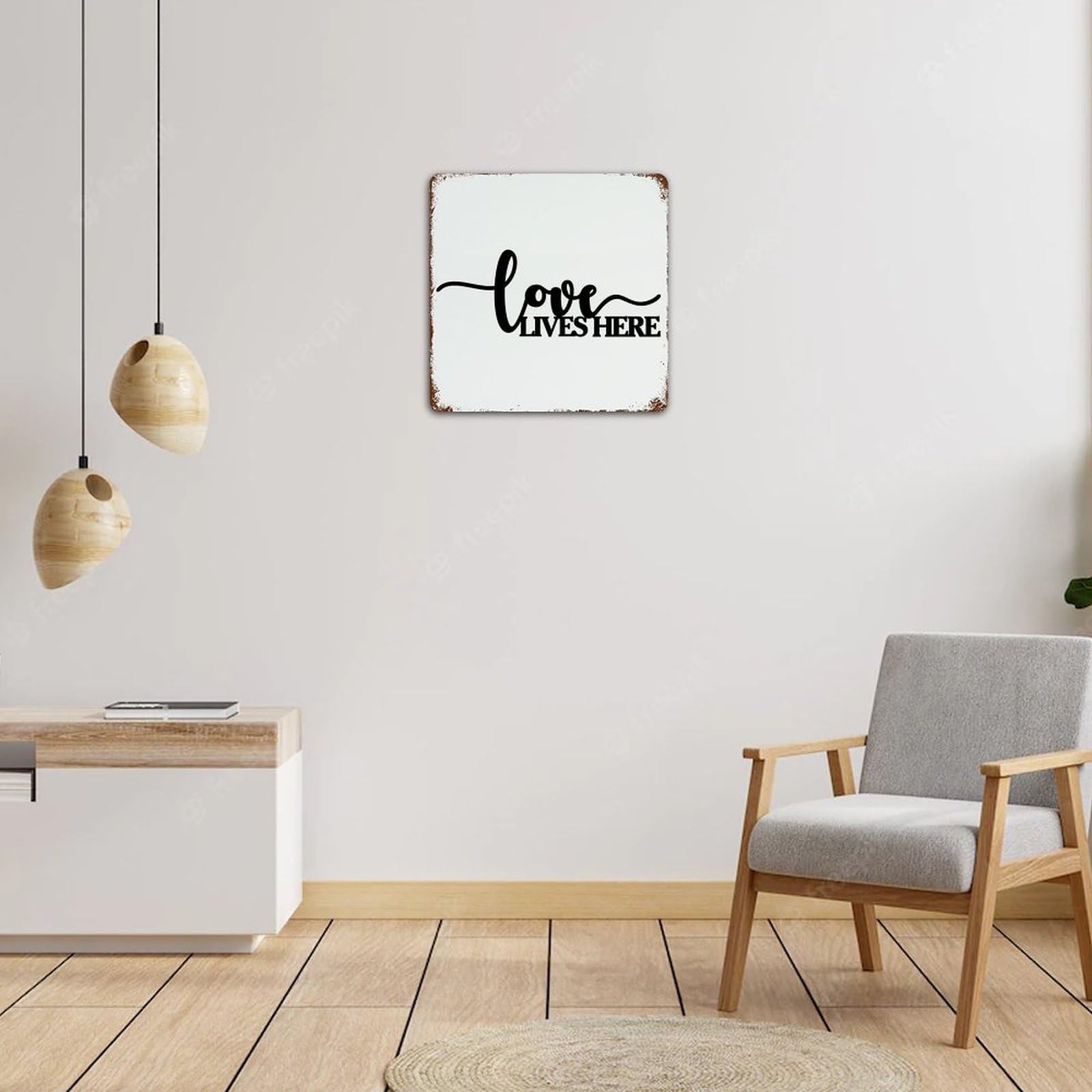 Love Lives Here - Targa in metallo da appendere per esterni, 30,5 x 30,5 cm, decorazione per la casa, per bar e dormitorio