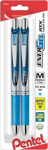 Miniatura 15 de Pentel EnerGel RTX - Bolígrafo de gel líquido retráctil (¹/₃₂ pulgadas), punta de metal, línea mediana, tinta azul marino, paquete de 2
