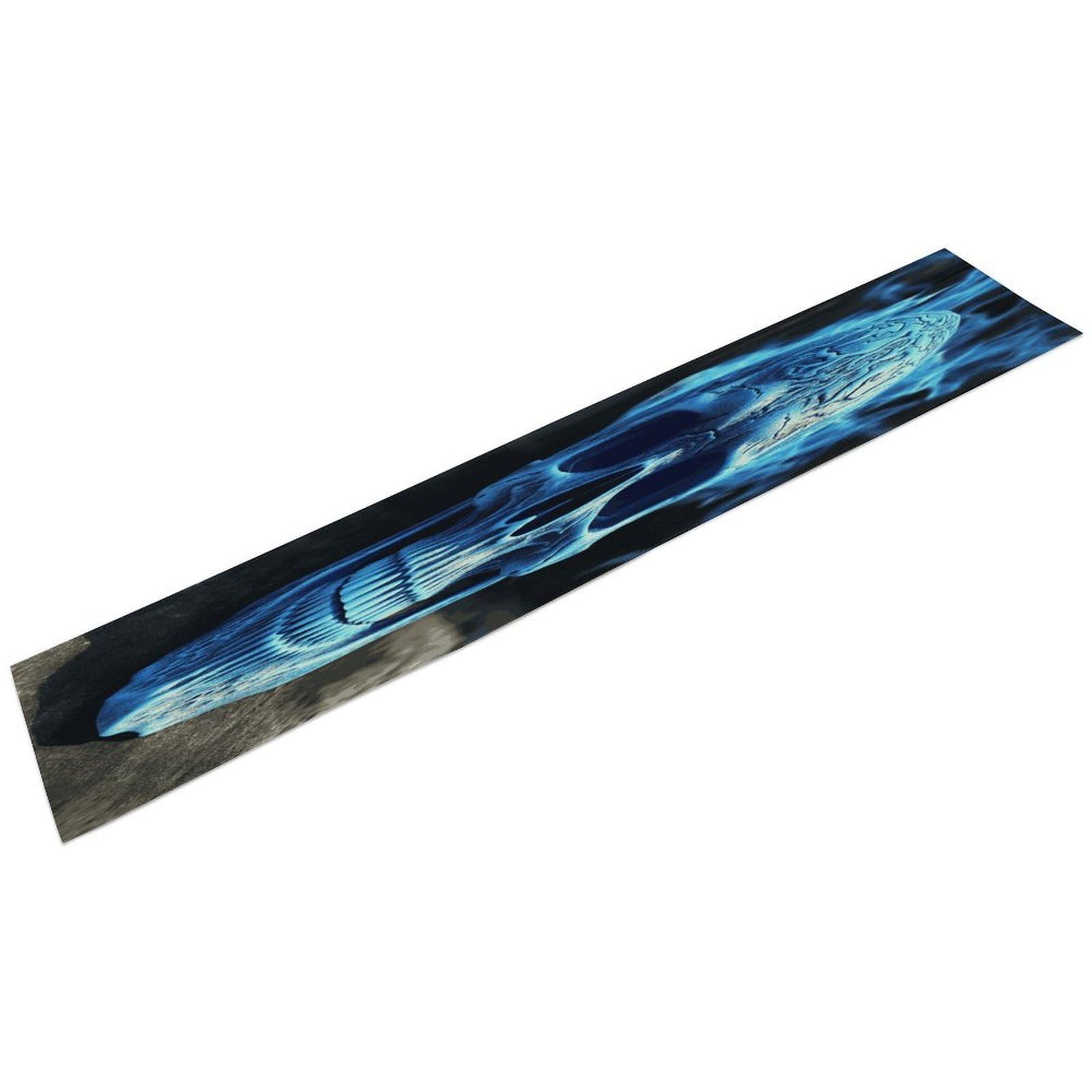 Btcowzrv Style 3D Print Blue Skull Linen Table Runner 72.4 Inches Long, Machine Washable Table Runner For Party Kitchen Dining Table Coffee Holiday Party Decor, 13.4"X72.4"