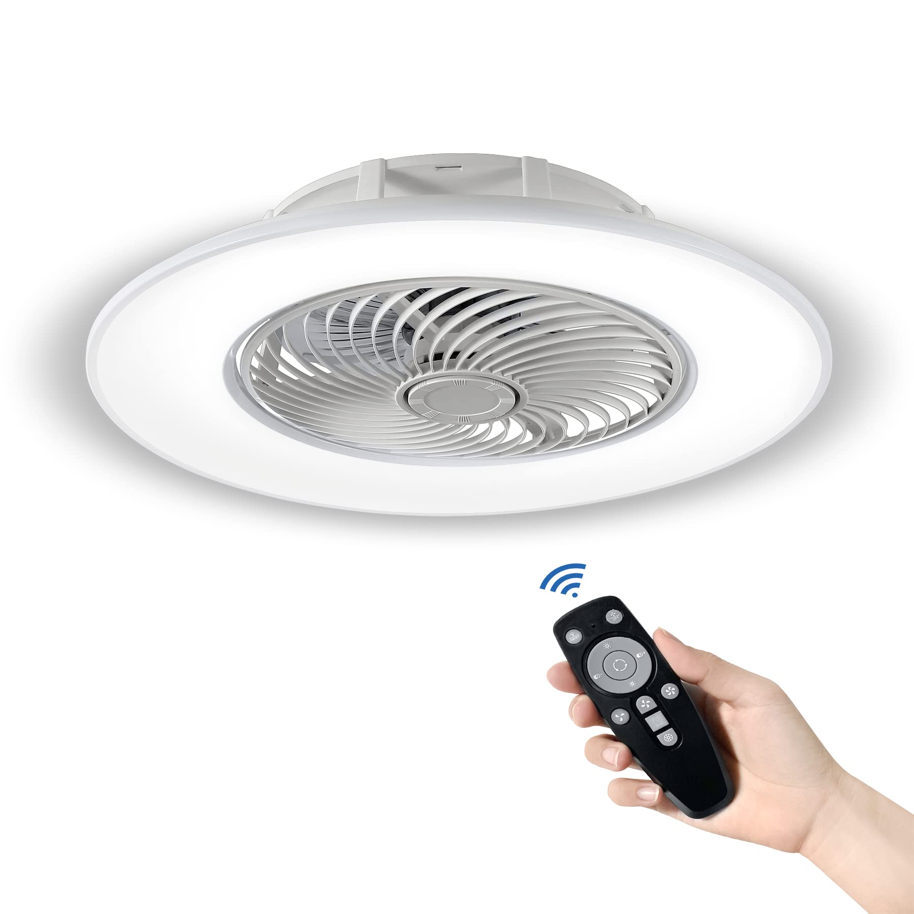 Froadp Lámpara de Techo con Ventilador y Mando a Distancia Moderno Regulable Ventiladores de Techo con luz Lámparas LED con Ventilador Silencioso para Iluminar Salón Dormitorio Comedor (36W, Blanco)