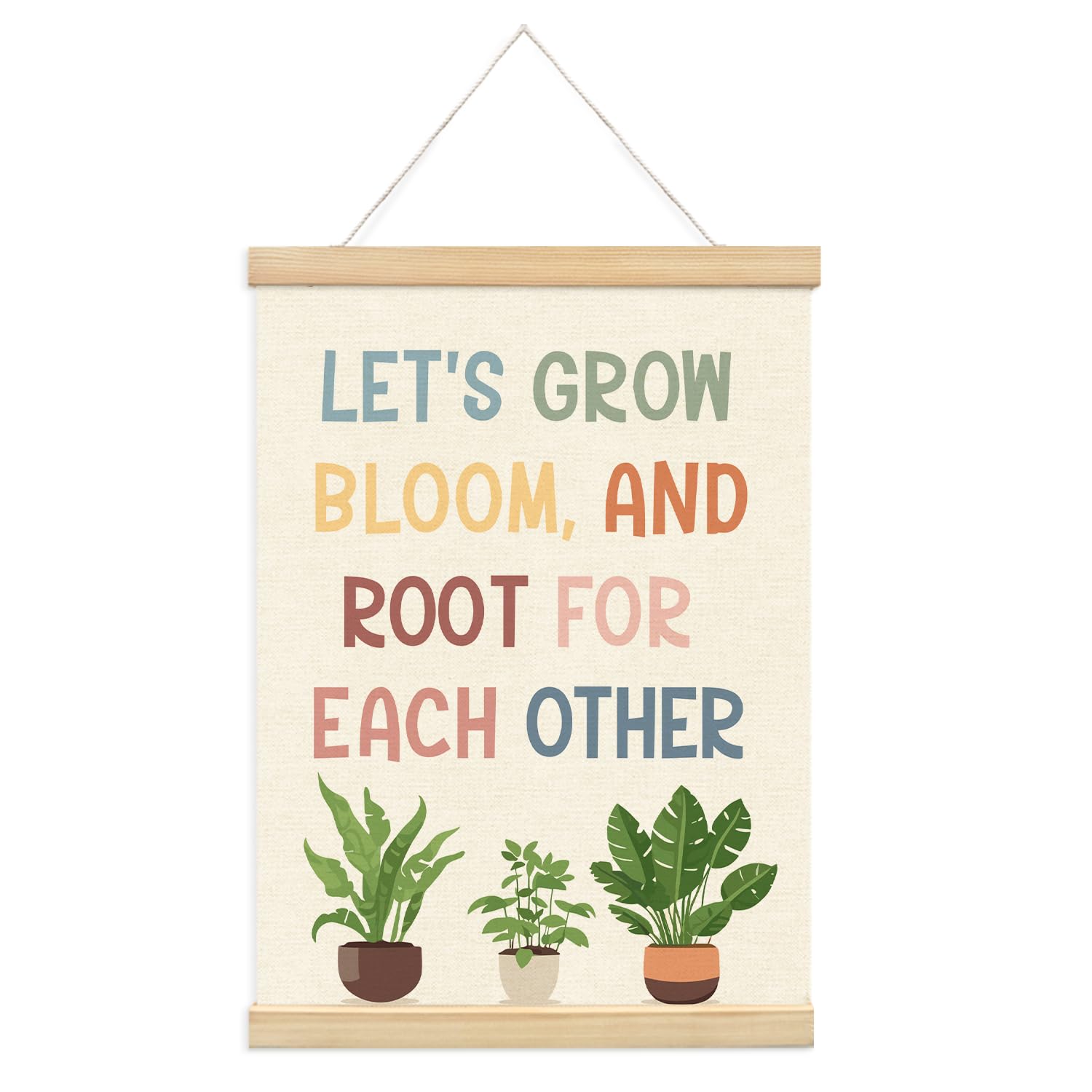 Lacama Positive Affirmations Wall Decor Poster Hanger Frame,Lets Grow Bloom And Root For Each Other,Nature Plant Education Wall Art Wooden Poster Hanger,12x16 Inches