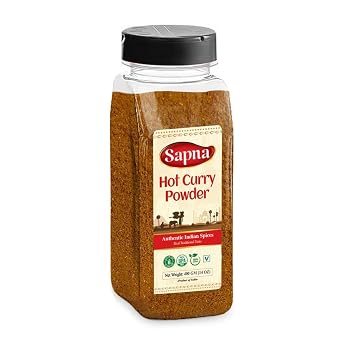 Sapna Hot Curry Powder 6-Spice Authentic Indian Blend 14oz Jar  All Natural | Vegan | Gluten Free | Paleo | No Preservatives | Family Farm Sourced Indian Spices