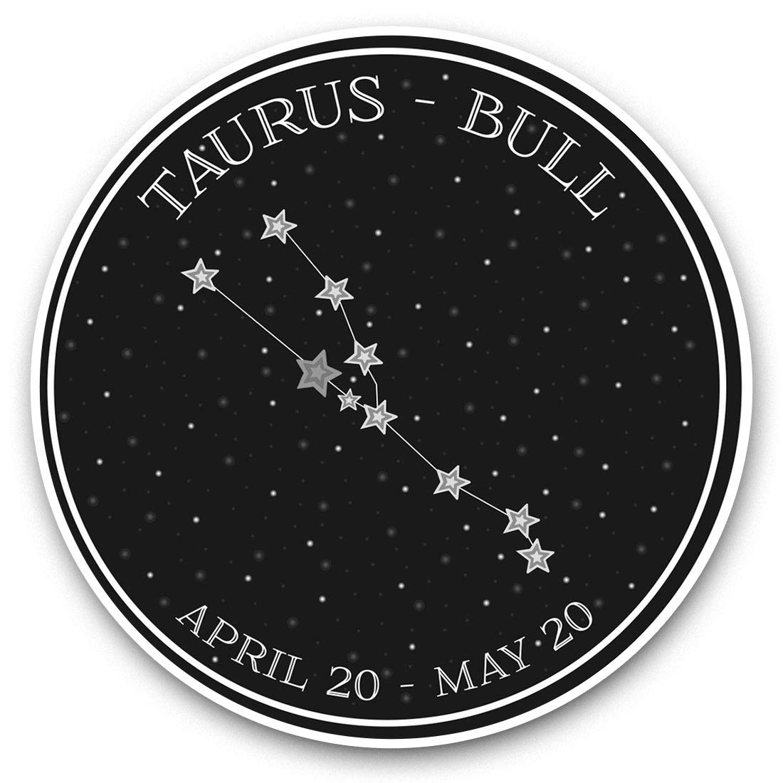 Destination Vinyl Ltd Bw Taurus Constellation Stars Horoscope 40732 Vinyl Stickers (Set Of 2) 7.5Cm (Bw) - Taurus Constellation Stars Horoscope Laptop Tablet Luggage Scrapbook #40732