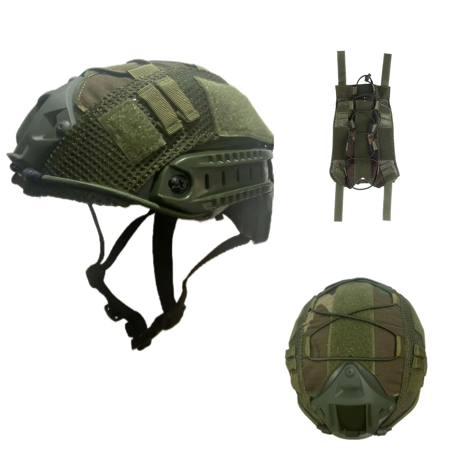 Airsoft Fast Helmet with Helmet Cover,PJ Type Tactical Helmet with Front NVG Mount and Side Rail,Military Tactical Airsoft Gear