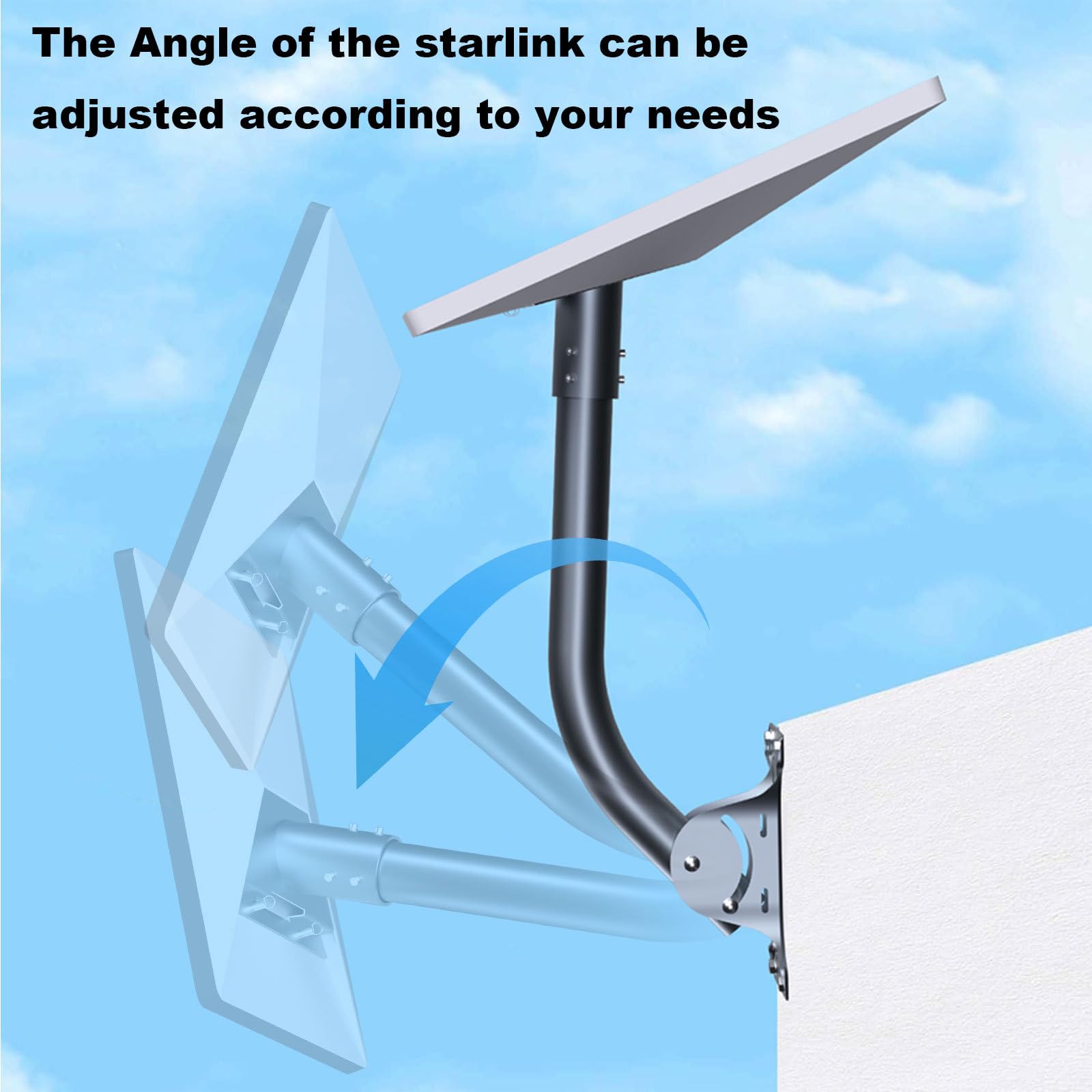 Support Starlink Gen 3, Kit de Montage Réglable Compatible avec Gen 3/V3, avec Adaptateur de Tuyau, Support Mural Long pour Kit Internet