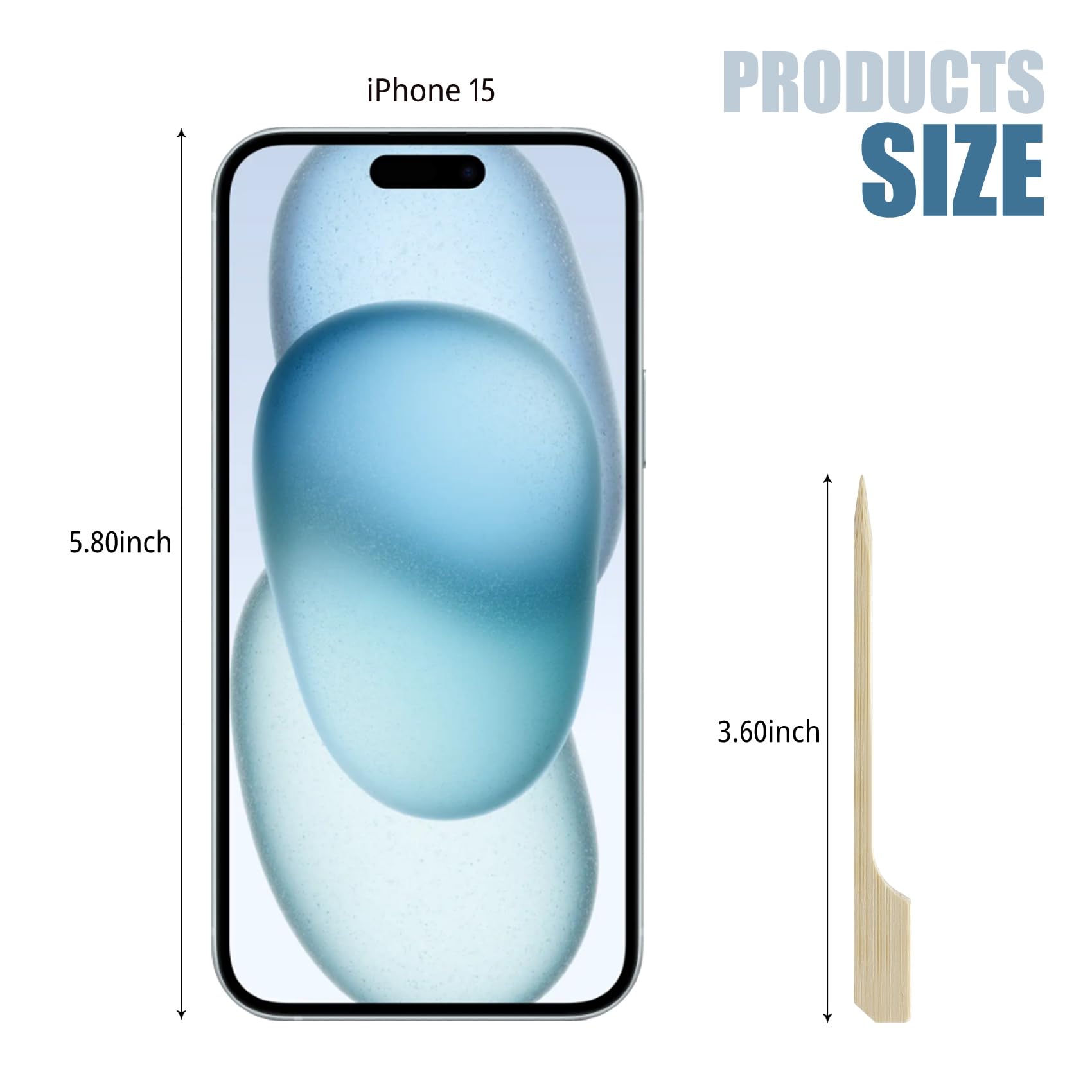 30 Pcs Bamboo Skewers, 3.5 Inch Flat Toothpicks for Appetizers Fruit Grilling Cocktail Sandwich