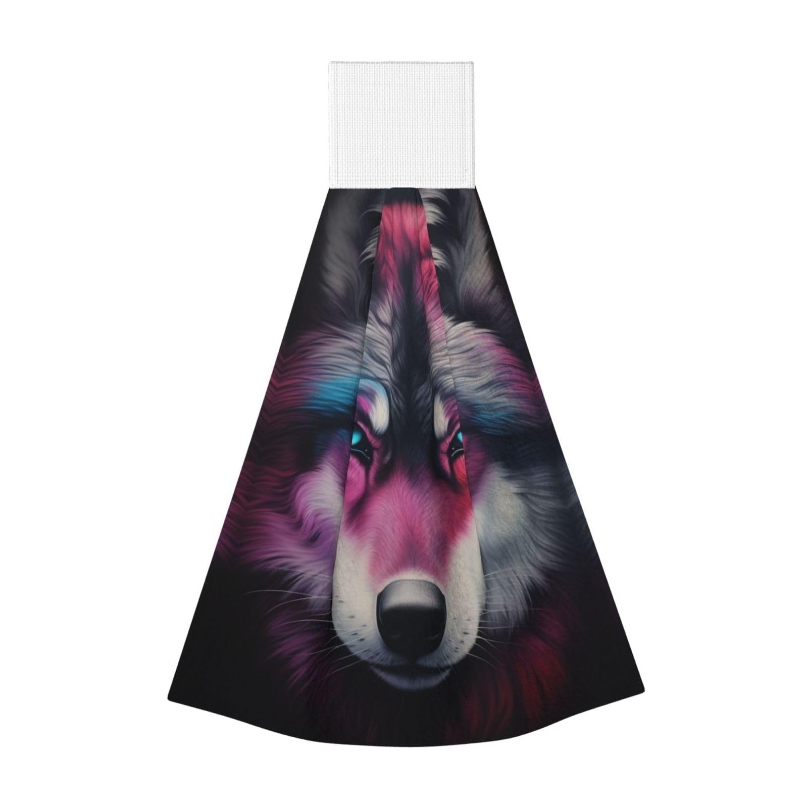 The wolf with blue eyes Highly Absorbent Dish Towels Soft Coral Fleece Wipe