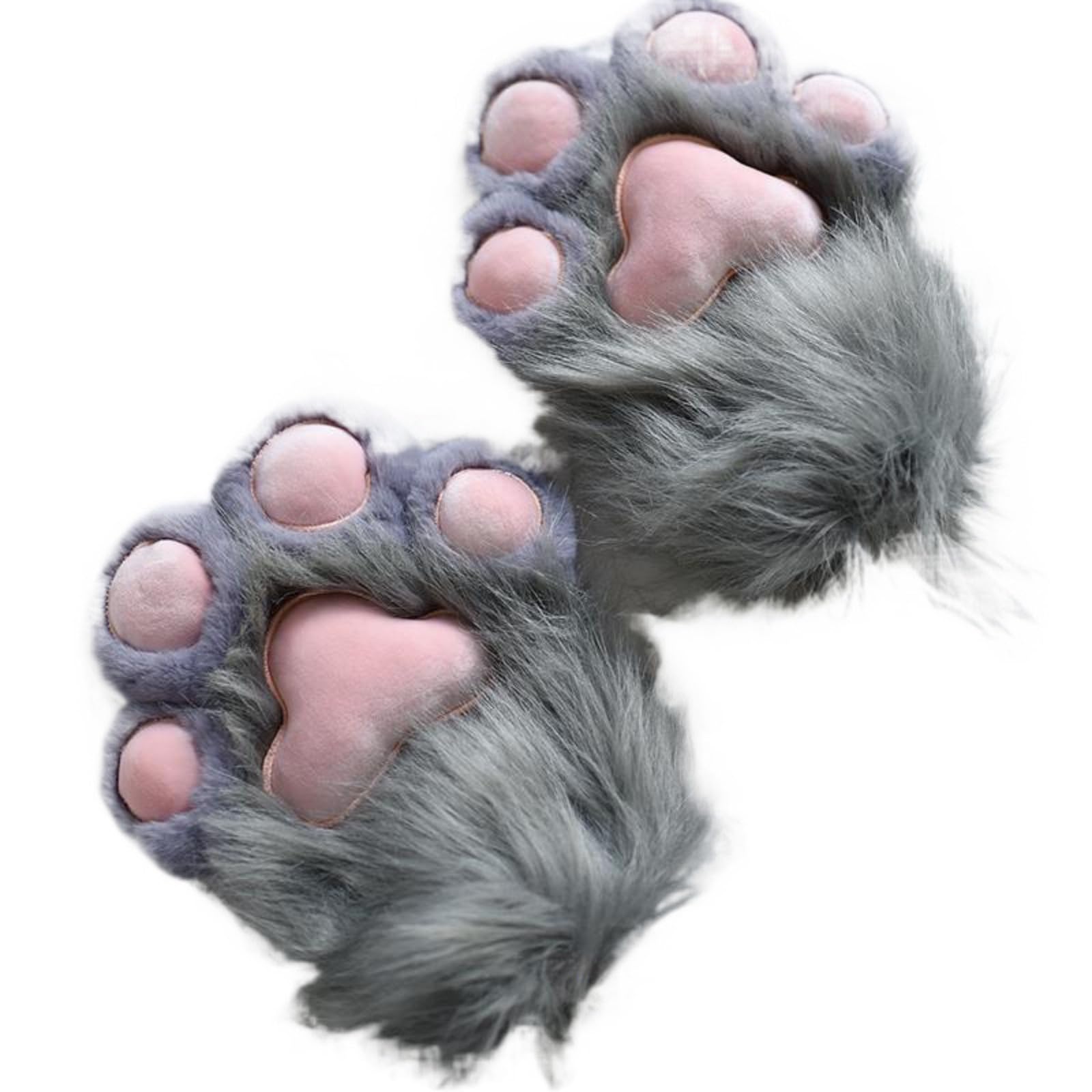 1 para Plush Fur Paws Mittens, Fursuit Paws, Cat Paw Gloves, Furry Paw Gloves Plush Furry Paws Mittens Therian Gloves