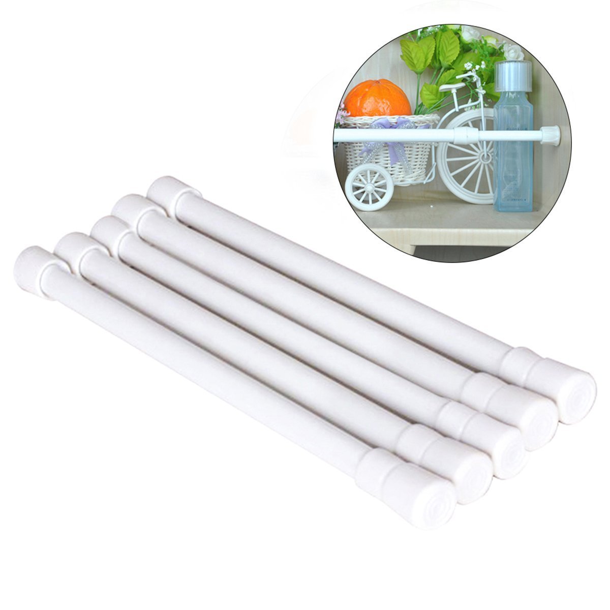 BESTOMZ Omz 5 Pcs Bathroom Shower Curtain Rod Adjustable Shower Curtain Tension Rod Extendable