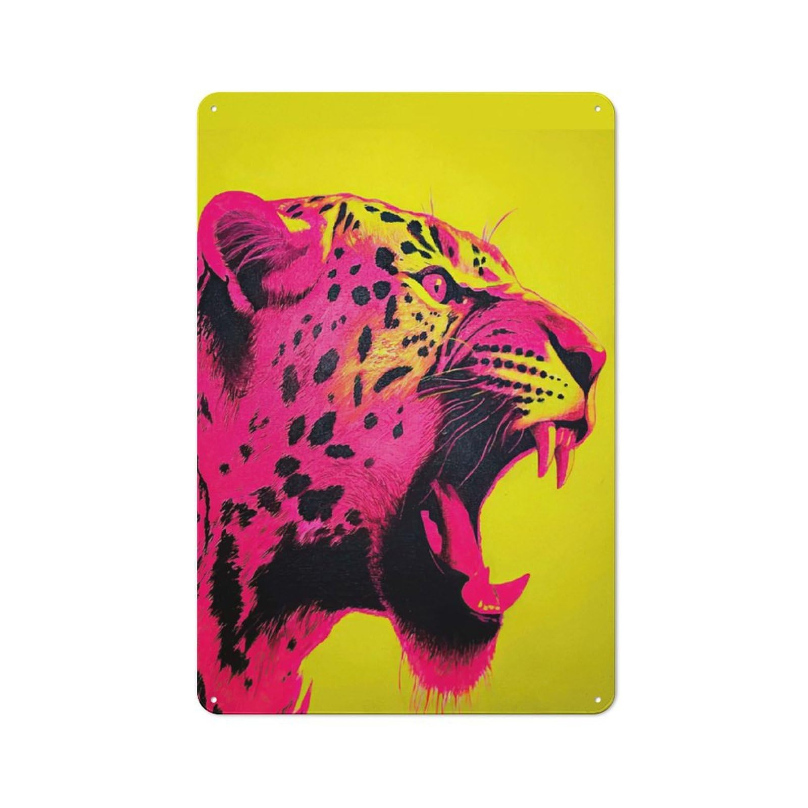 Junmoney Red And Yellow Jaguar Retro Metal Plaque 30X20cm For Living Room Or Hallway, For An Autumn Wall Display In Living Room And Hallway