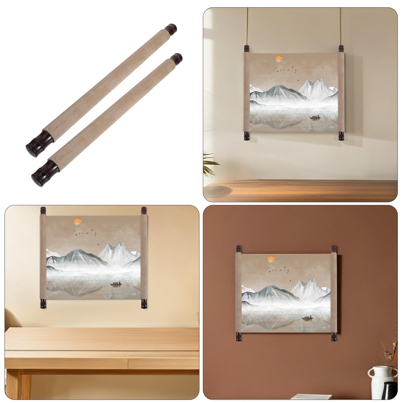 Housoutil 2stücke Teiliges Schreibrollenset Mit Holzstab Malrolle Und Zubehör Für Holz Schriftrollen Diy-rollenaccessoires Für Kalligrafie Und Zeichnen