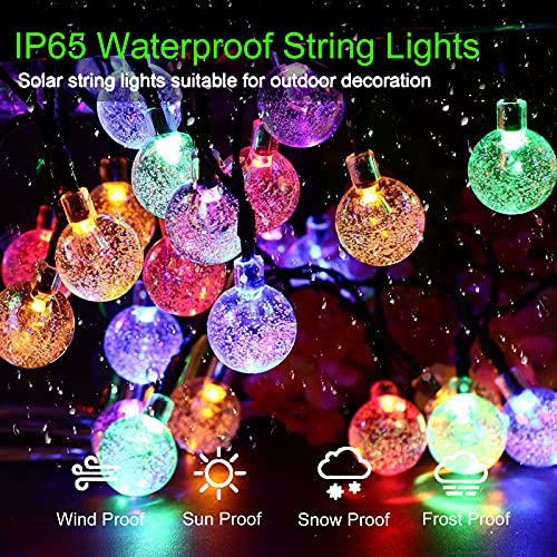 Image of Solar String Lights Outdoor 100 Led 40 Feet Multi-Color Crystal Globe Lights with 8 Lighting Modes, Waterproof Solar Powered Patio Lights for Garden Yard Porch Wedding Party Decoration