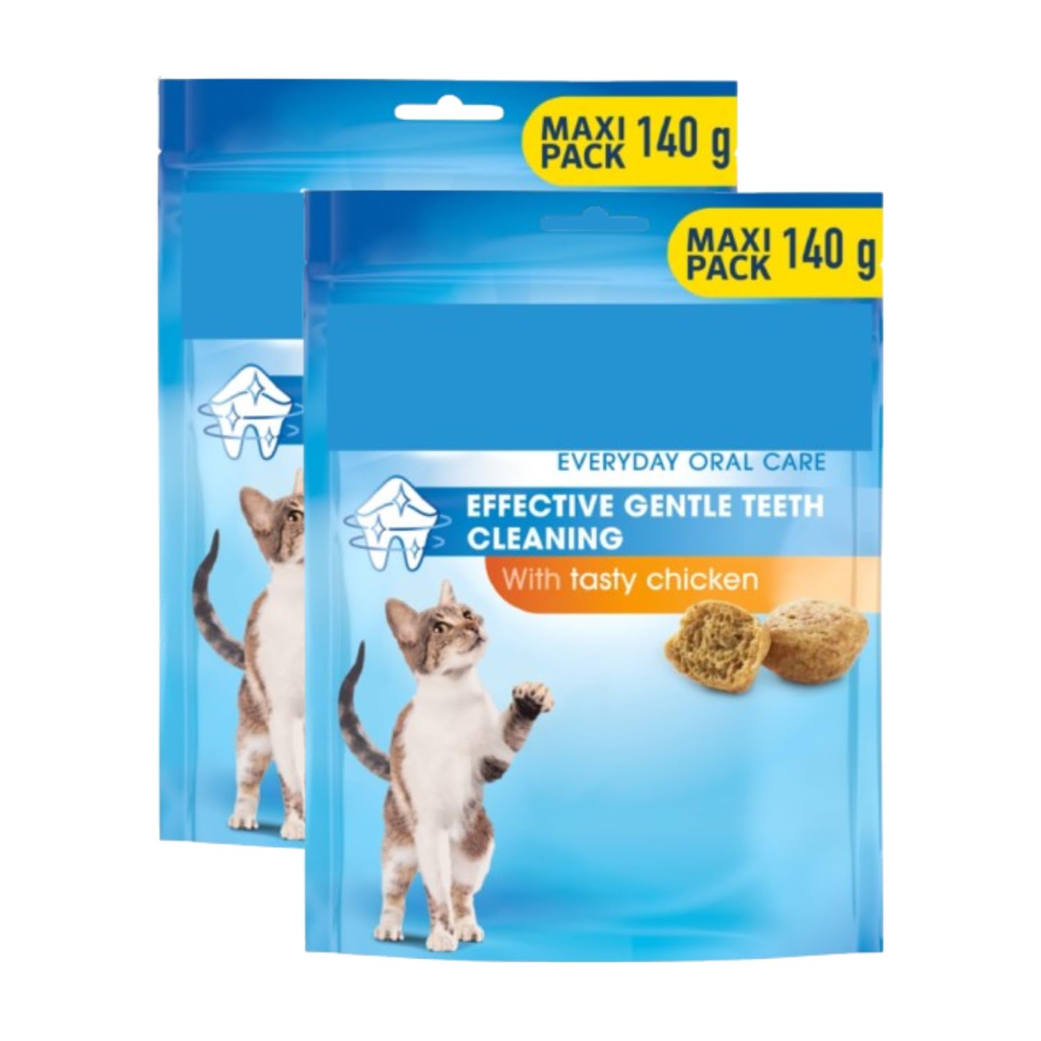Dental Cat Treats Chicken Mega Pack 140g - Pack of 2 - Scientifically Designed Crunchy Treats That Effectively Clean Teeth, Reduce Tartar Build Up, and Promote Overall Feline Well Being