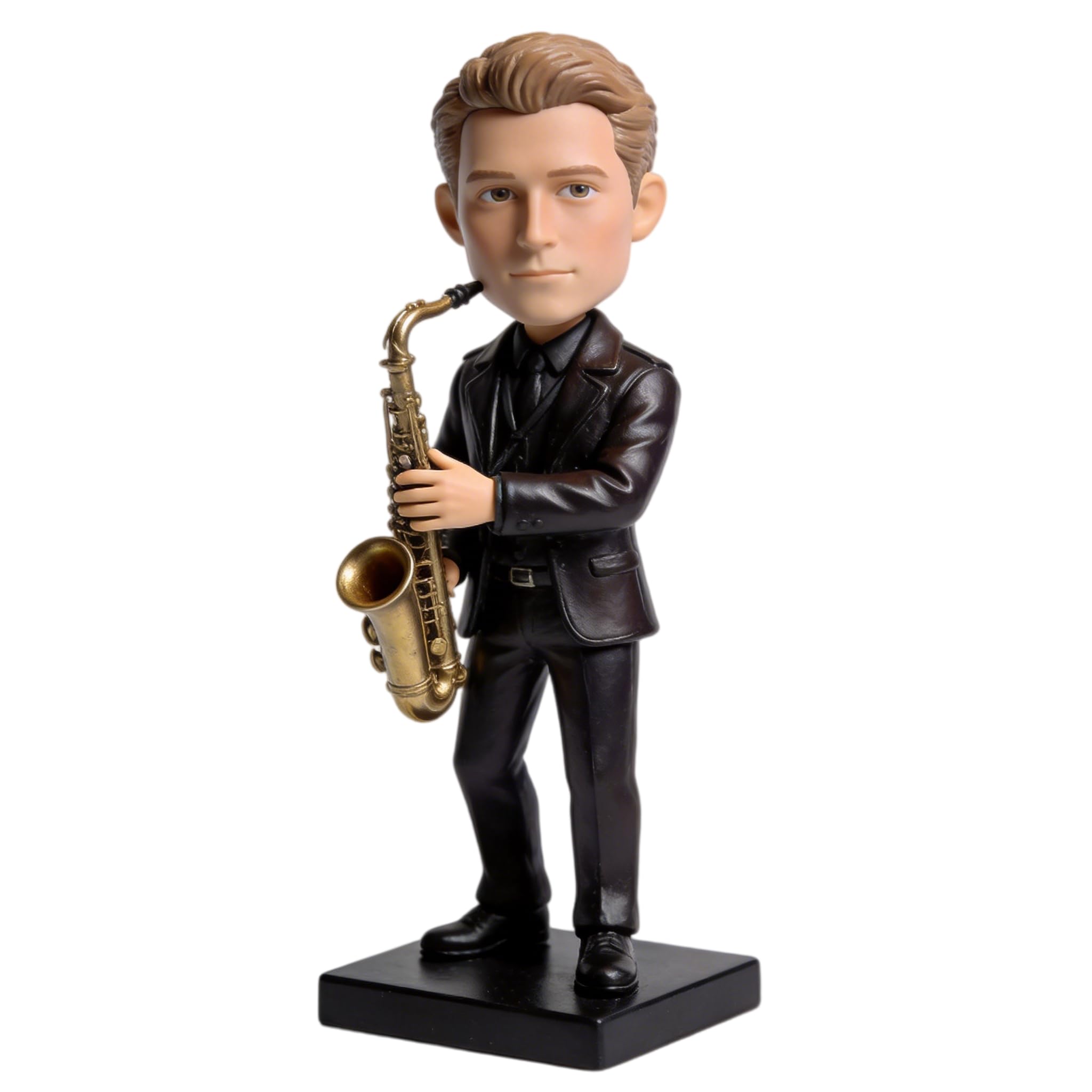Bobblehead di sassofono personalizzato, statuetta 3D personalizzata da foto, statua a corpo intero in argilla polimerica fatta a mano, regalo di compleanno per la pensione, decorazione da scrivania