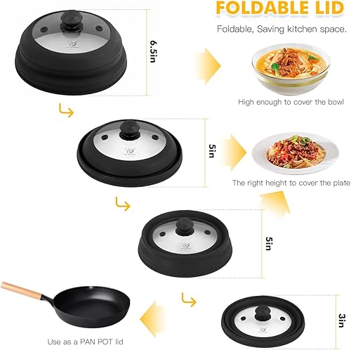 Miniatura 3 de Cubierta de vidrio ventilada para microondas, tapa protectora de salpicaduras con silicona plegable para alimentos como cubierta de placa de 10.8