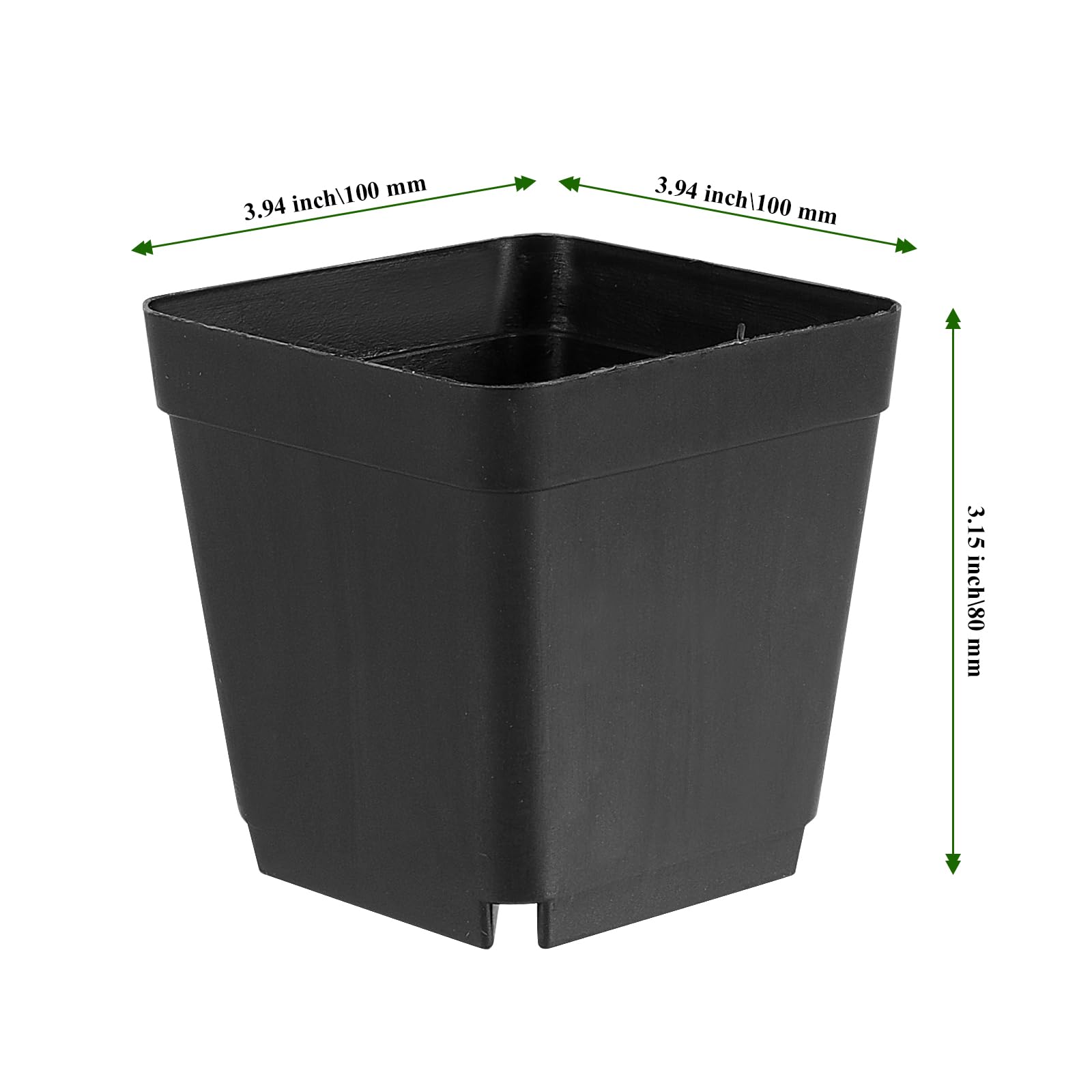 MAHIONG 150PCS 4 Inch Square Nursery Plant Pots, Plastic Plant Seedling Pots with Drainage Holes, Black Plant Seedling Pots for Starting Seedlings or Garden Plant
