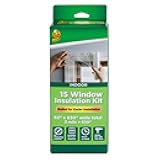 Duck Brand Winter Window Insulation Kit – Window Seal Rolled Shrink Film Covers Up to 15 3’ x 5’ Windows – Window Tape Included – Easy Indoor Installation - Clear - 15-Pack (288069)