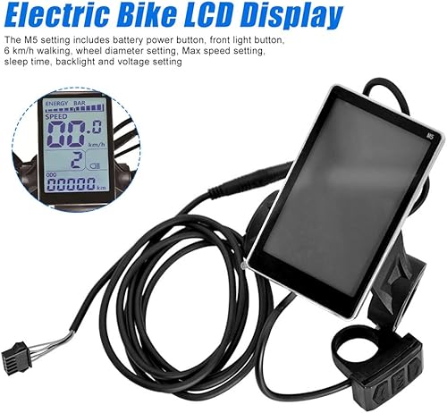 Miniatura 5 de Pantalla LCD para bicicleta eléctrica, 5 pines, 24 V, 36 V, 48 V, 52 V, 60 V, universal, E, scooter, M5, pantalla LCD, repuesto para manillar EBike