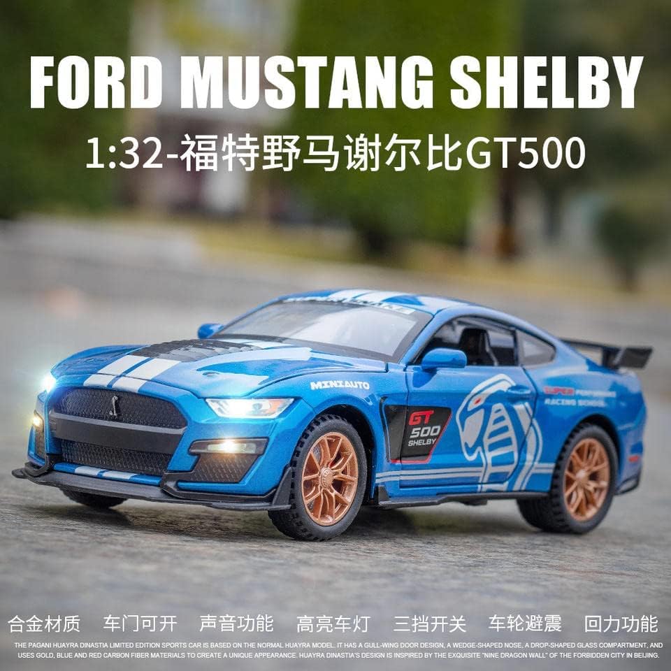 Image of 1:32 Scale Mustang Cobra Selby GT500 Toy Car | Metal Pullback Diecast Car for Kids with Openable Doors, Sound, Light Effects Toy for Car Enthusiasts (Color As Per Available)