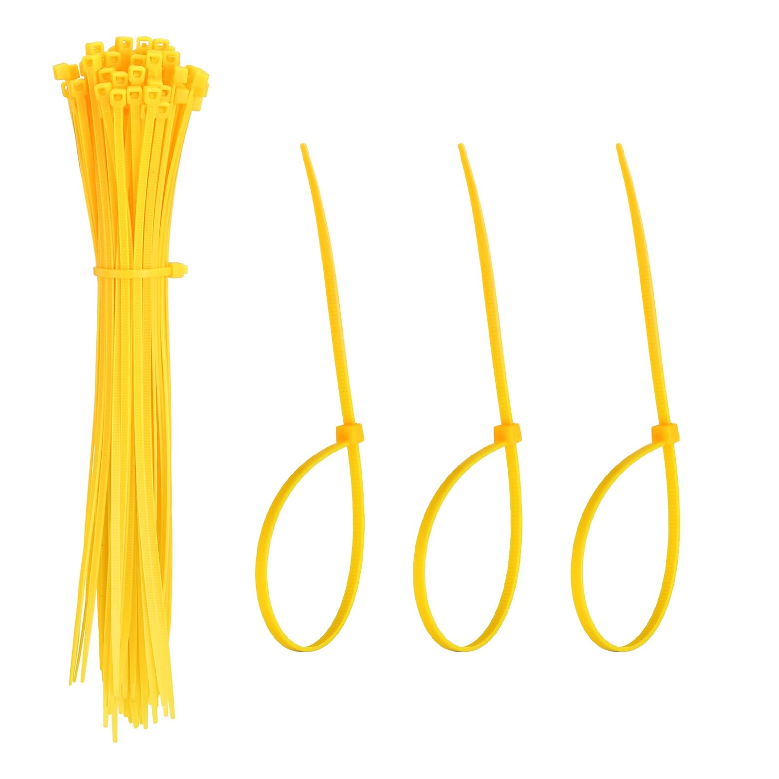 YELARXI Zip Ties Plastic Cable Ties, Self-Locking Wire Zip Tie 8 Inch Fit for Home Garden Office Workshop Travel - (100 Pack, Yellow)