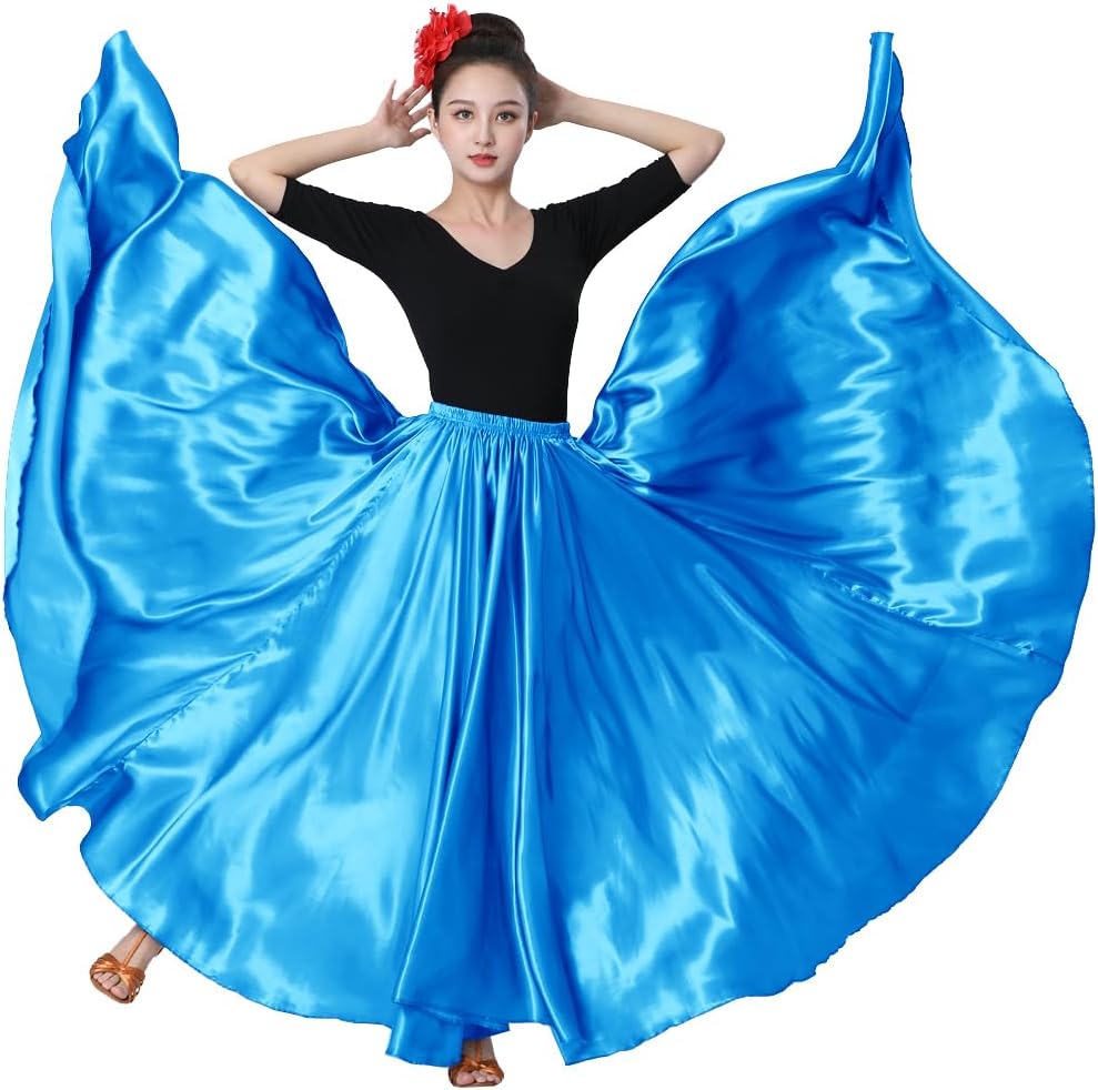Womens Full Ankle Length Retro Long Maxi Tea Skirt for Dance Halloween Costume Party Cosplay Renaissance Festival Faire