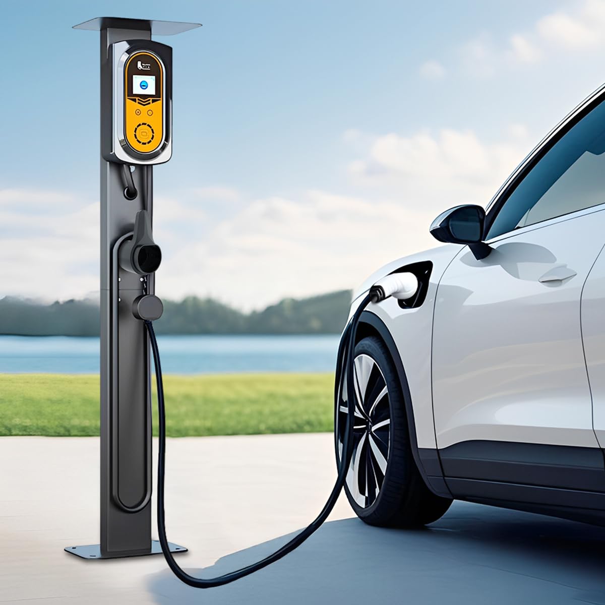 JAOGAUS Soporte para Cargador de Vehículos Eléctricos para Exteriores | Compatible con Tesla Conector y Cargador, Cubierta Protectora Contra la Intemperie, Estaciones de Carga Vehículos Eléctricos