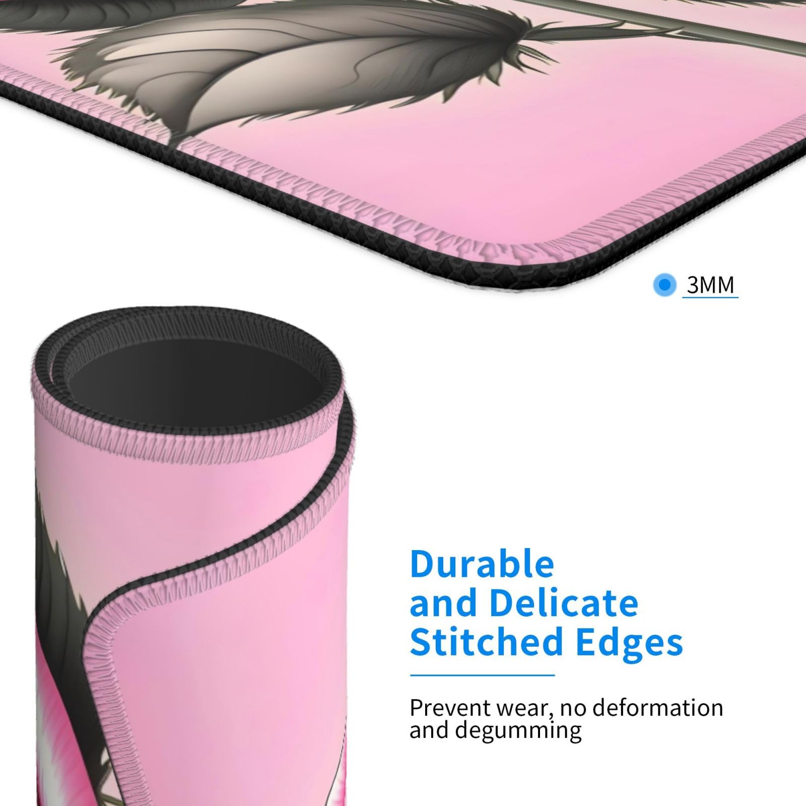 Tappetino Per Mouse Con Cuori Rosa - Antiscivolo In Gomma, 25,4x30,5 Cm, Per Computer, Ufficio, Gaming - 6