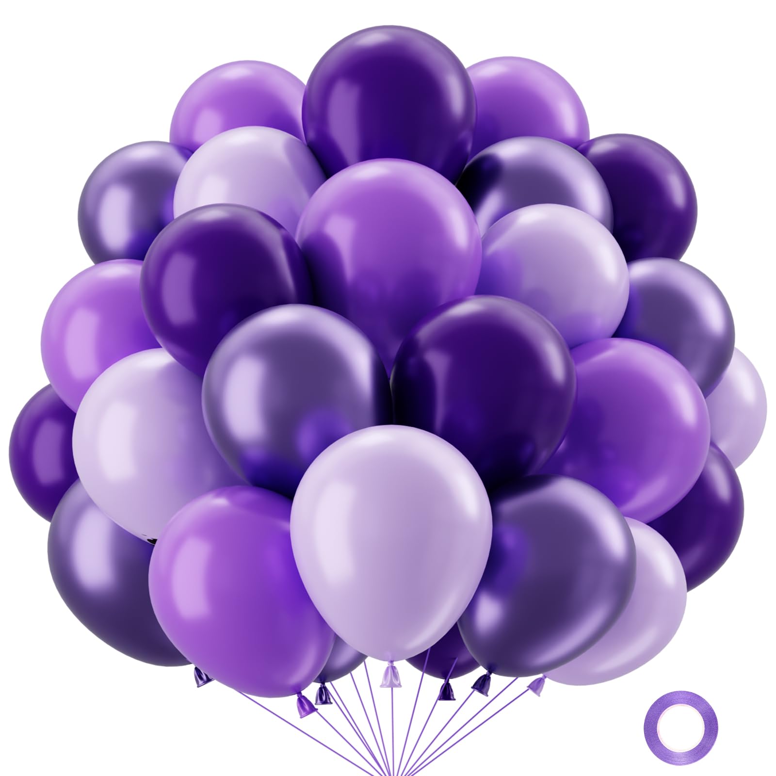 QIFU Purple Balloons - 52 Pcs Dark Purple Lilac Balloons, Helium Latex Balloon For Princess Girls Women Birthday Decorations,Baby Shower Engagement Wedding Anniversary Kpop Party Decorations,12Inch โ image 1