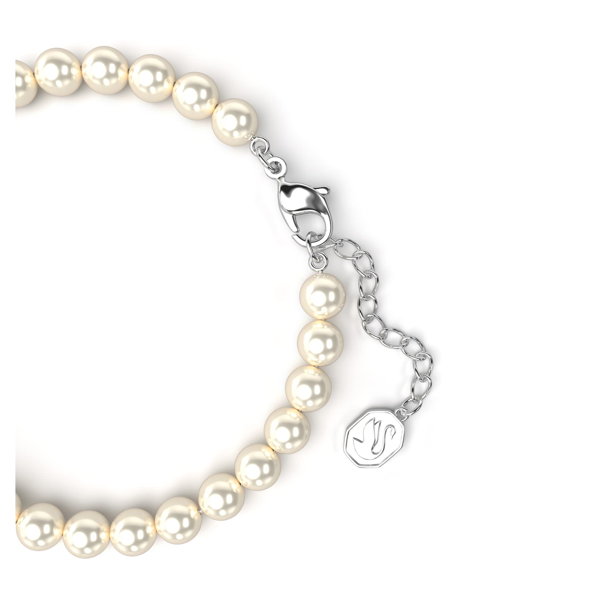 Swarovski Bransoletka Dextera, Oprawa brukowa, Różnobarwne ogniwa, Biała, Powłoka z rodu