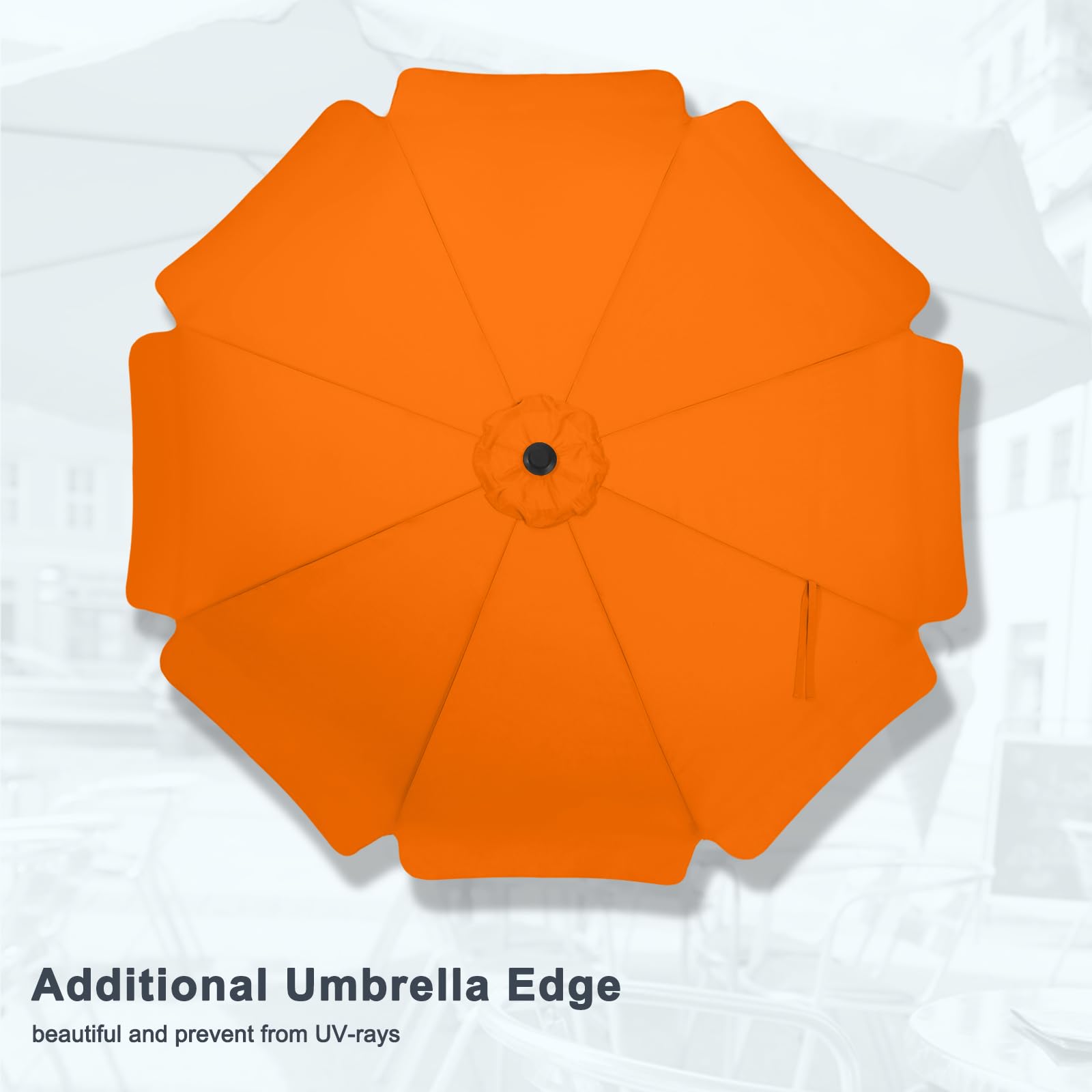 MASTERCANOPY Sombrilla de patio de 9 pies con cenefa, manivela e inclinación, color naranja | 8 varillas, resistentes a los rayos UV/decoloración, impermeable, ventilación, para jardín, terraza, patio, piscina