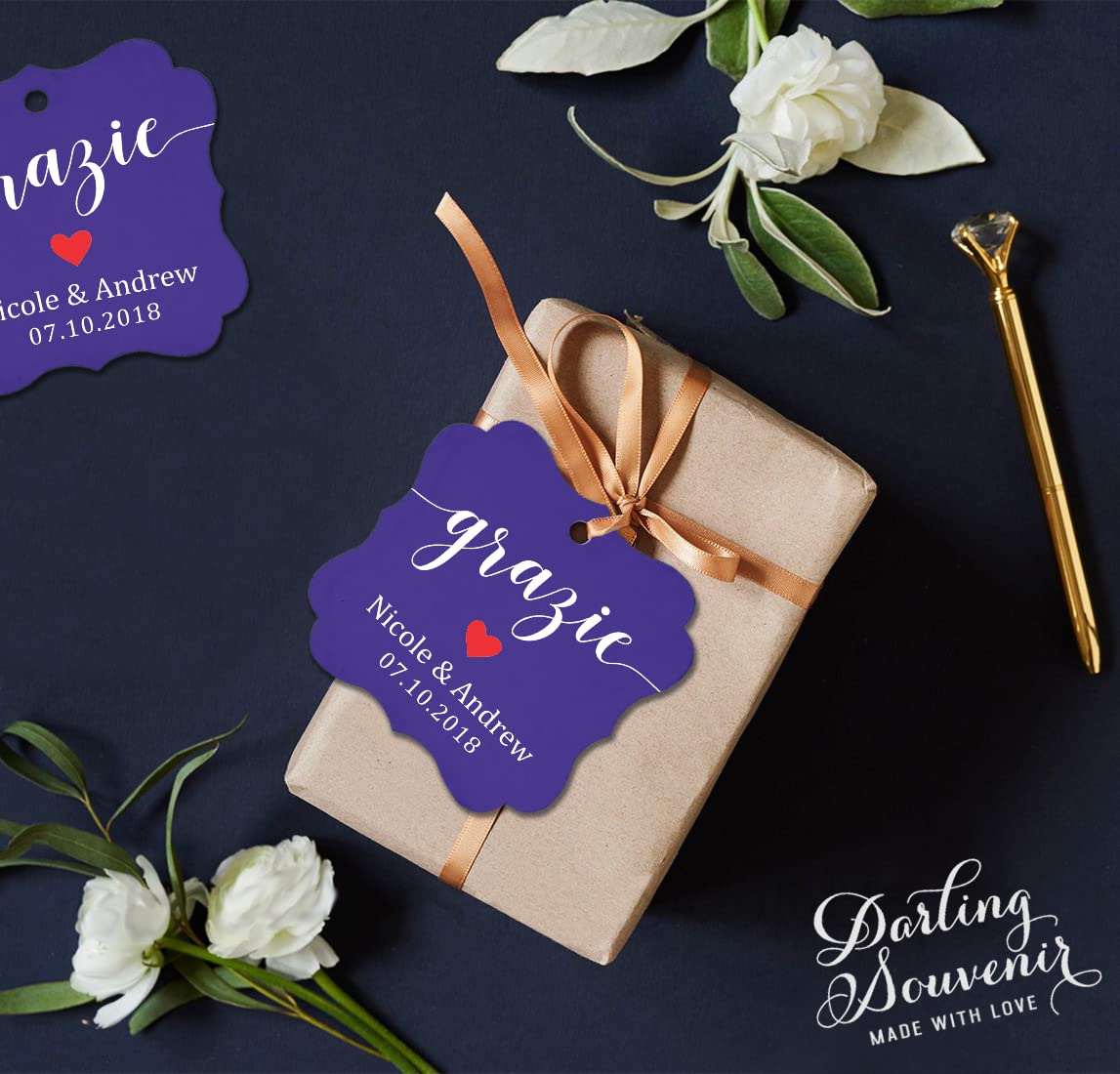 Elegant Parisian Pink Wedding Thank You Favor Tag - Plan In Love