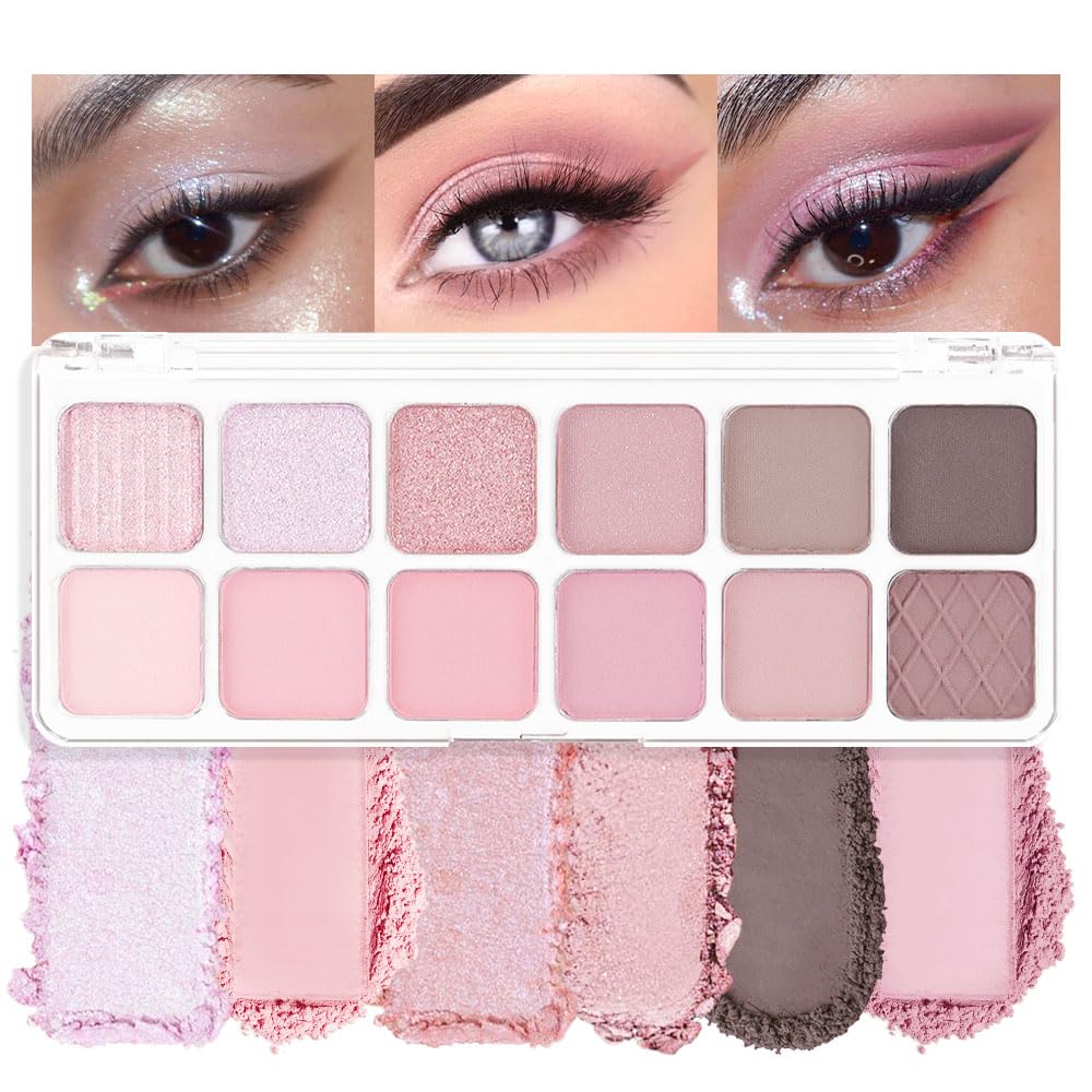 AMY'S DIARY 12Color Light Pink Purple Eyeshadow Palette, Long-Lasting, Elevate Your Eye Makeup– Unleash Your Unique Style (09#)