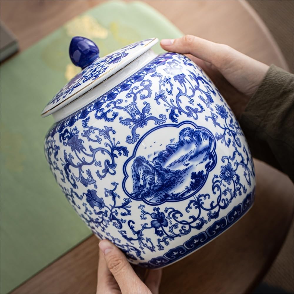 LYGSWDB Teedose, Vorratsbehälter für große Teemengen, Glas mit Deckel, Keramikglas, großes Fassungsvermögen, versiegeltes Glas, Retro-Chinesisches Teeset, Einzelglas-Teedose (A, M)