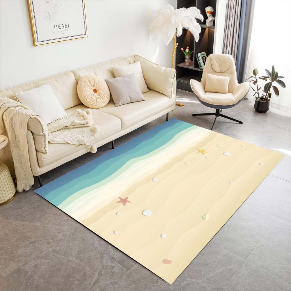 Genérico Alfombra Dormitorio Playa Verano Alfombra Infantil Alfombras Decorativas Playa Adolescente Alfombras De Franela De Pelo Corto Alfombras De Juego Antideslizantes para Dormitorio Sala De Estar