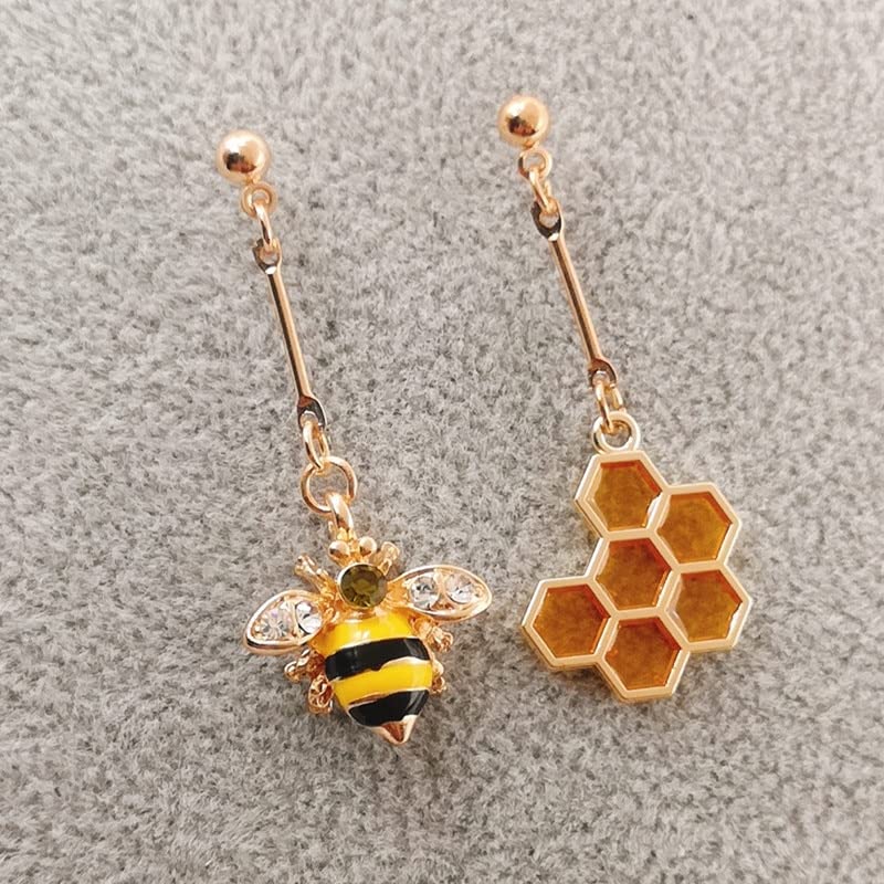 Aretes Pendientes de Esmalte Hexagonal de Panal de Abejas, Pendientes Irregulares de Panal de Abejas, Pendientes geométricos Simples y Elegantes