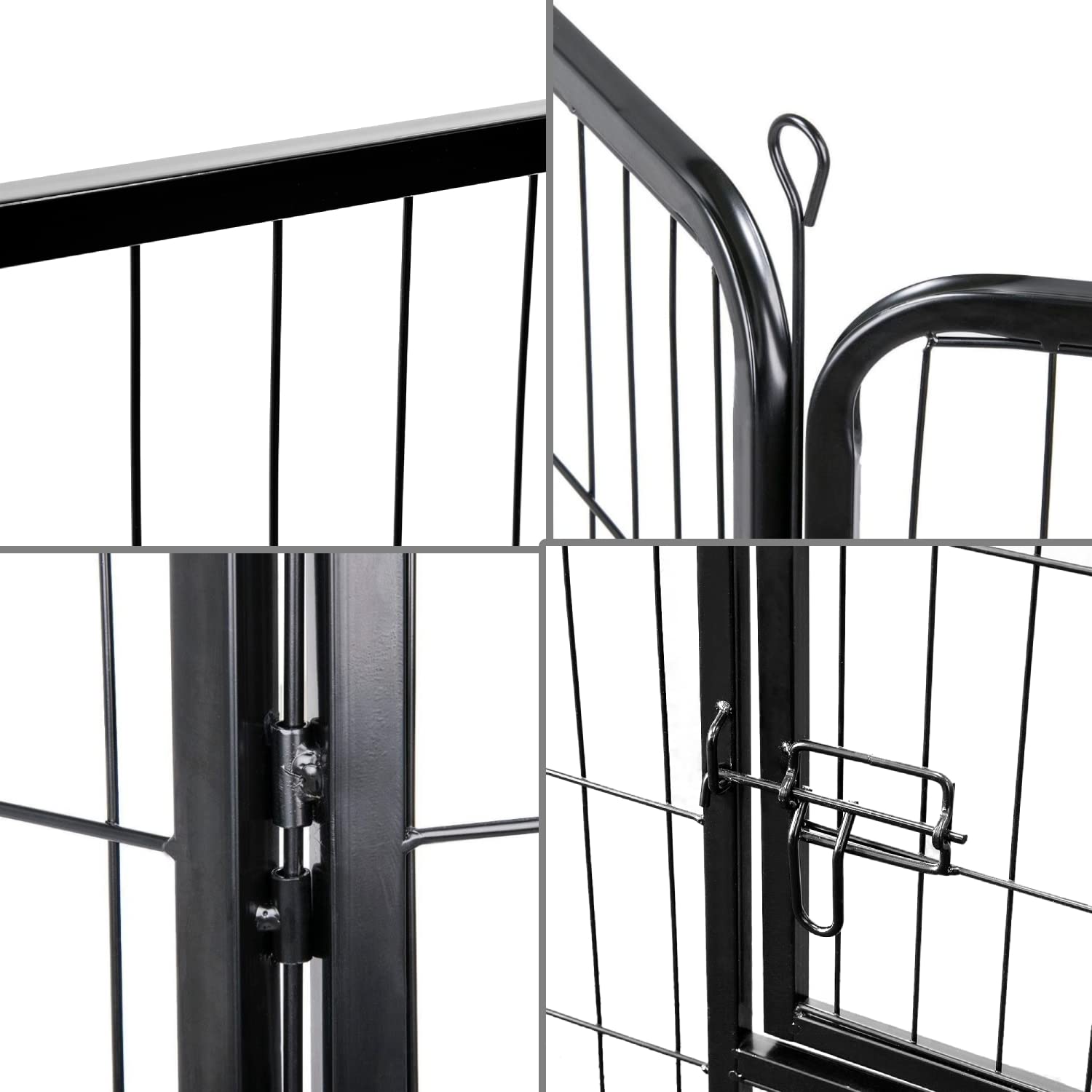 SHISHI Parco per Cuccioli Pieghevole, Barriere di Protezione 6 Pannelli Kit, Recinzione Metallica con Porta, Recinzione di Sicurezza Metallo, Recinzione con Porta per Interni e Esterni(Nero 480×60 cm)