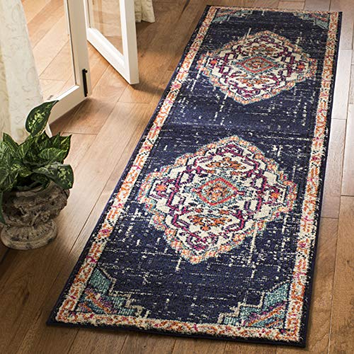 🔥 Cashback up to 70% SAFAVIEH Monaco Collection MNC254Z Boho Chic Medallion Distressed Non-Shedding Living Room Entryway Foyer Hallway Bedroom Runner, 2'2" x 8' , Black / Blue