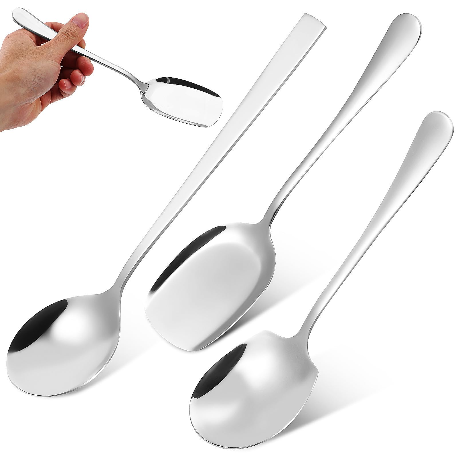 Cucharas para servir de acero inoxidable VICASKY con mango largo, evita quemaduras en buffet