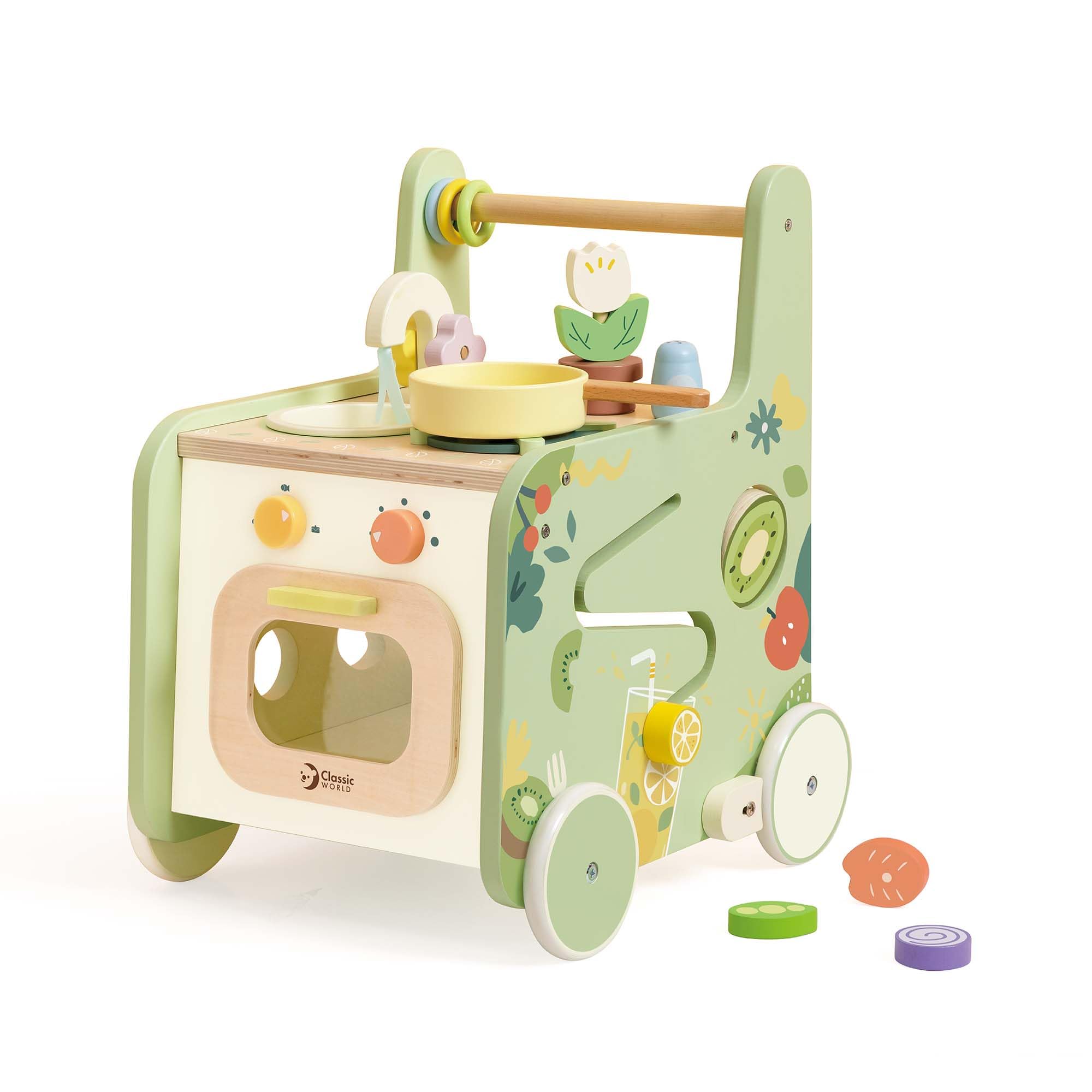 Classic World Holz Lauflernwagen Küche - Lernspielzeug 15-teilig
