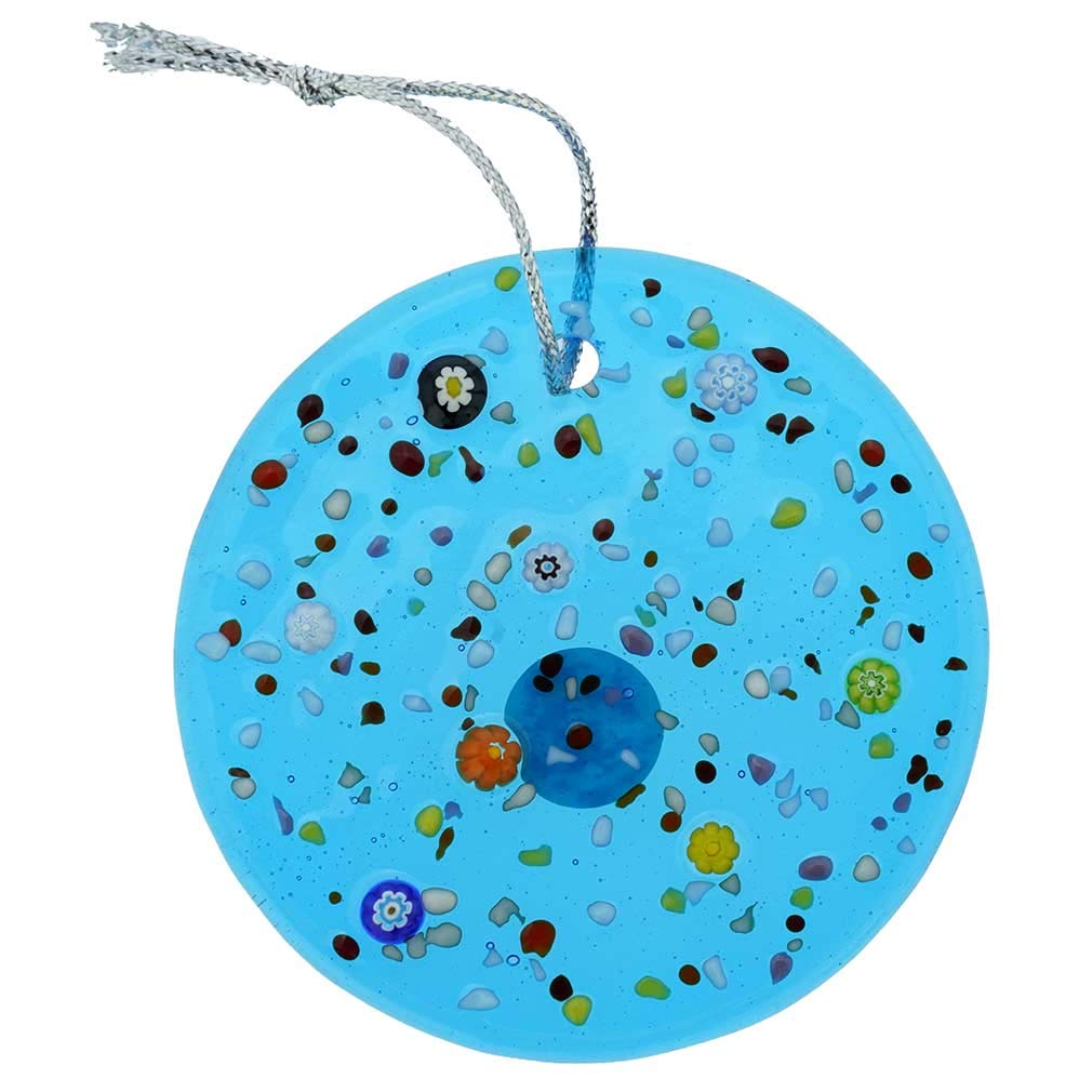 Glass Of Venice Murano Glass Circle Christmas Ornament - Aqua