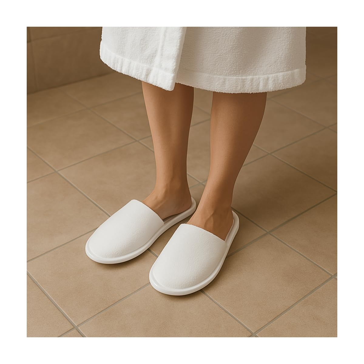 Lot de 100 Paires de Chaussons fermés Pantoufle éponge jetables Blancs pour Thalasso, hôtel, Spa, Piscine