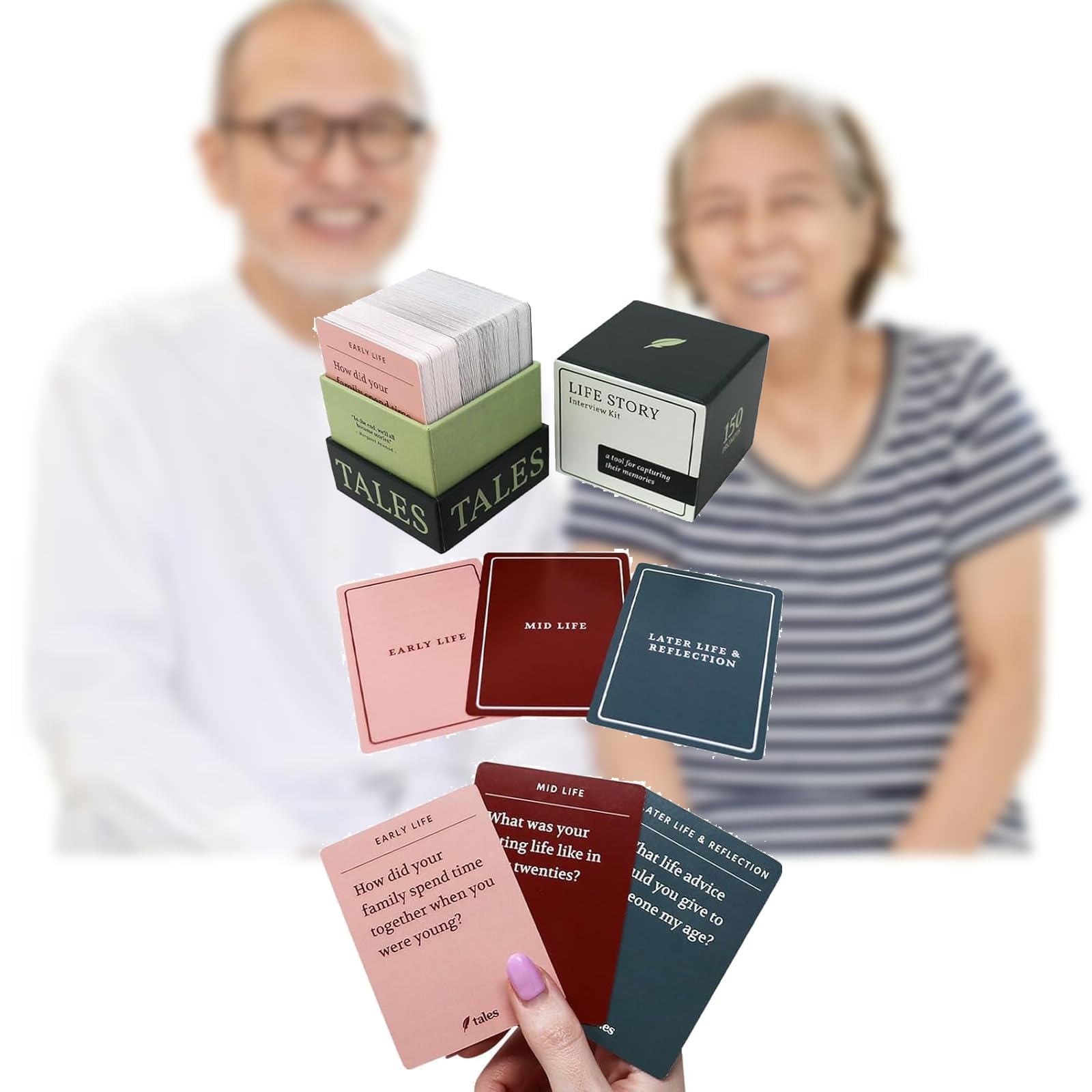 Kit di 150 carte per interviste di storia della vita, kit per interviste, per conoscere genitori e nonni per la serata di gioco in famiglia con carte domande curate, gioco per giochi divertenti in